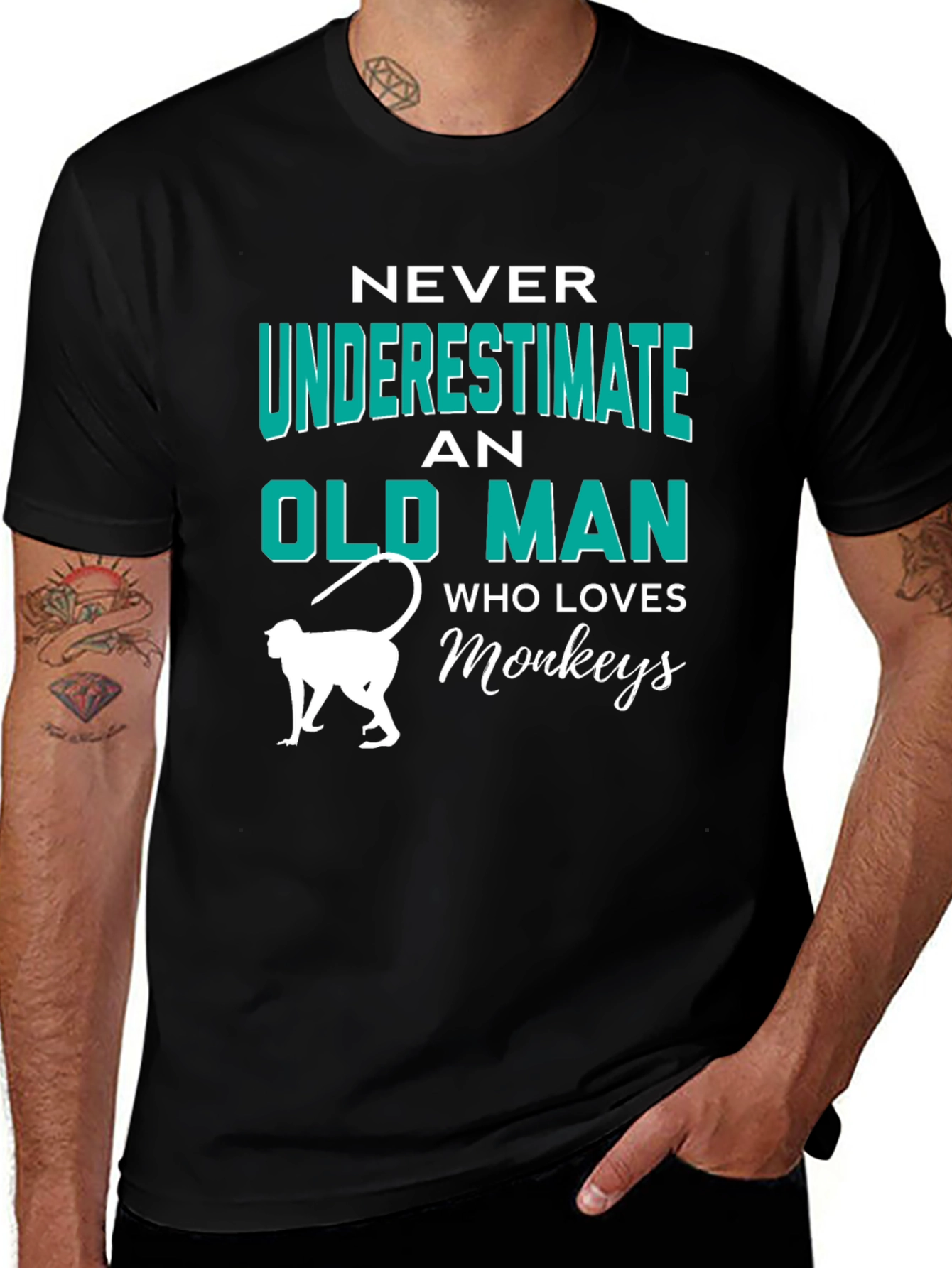 Variant 29 of Never Underestimate Old Man Who Loves Monkeys T-Shirt
