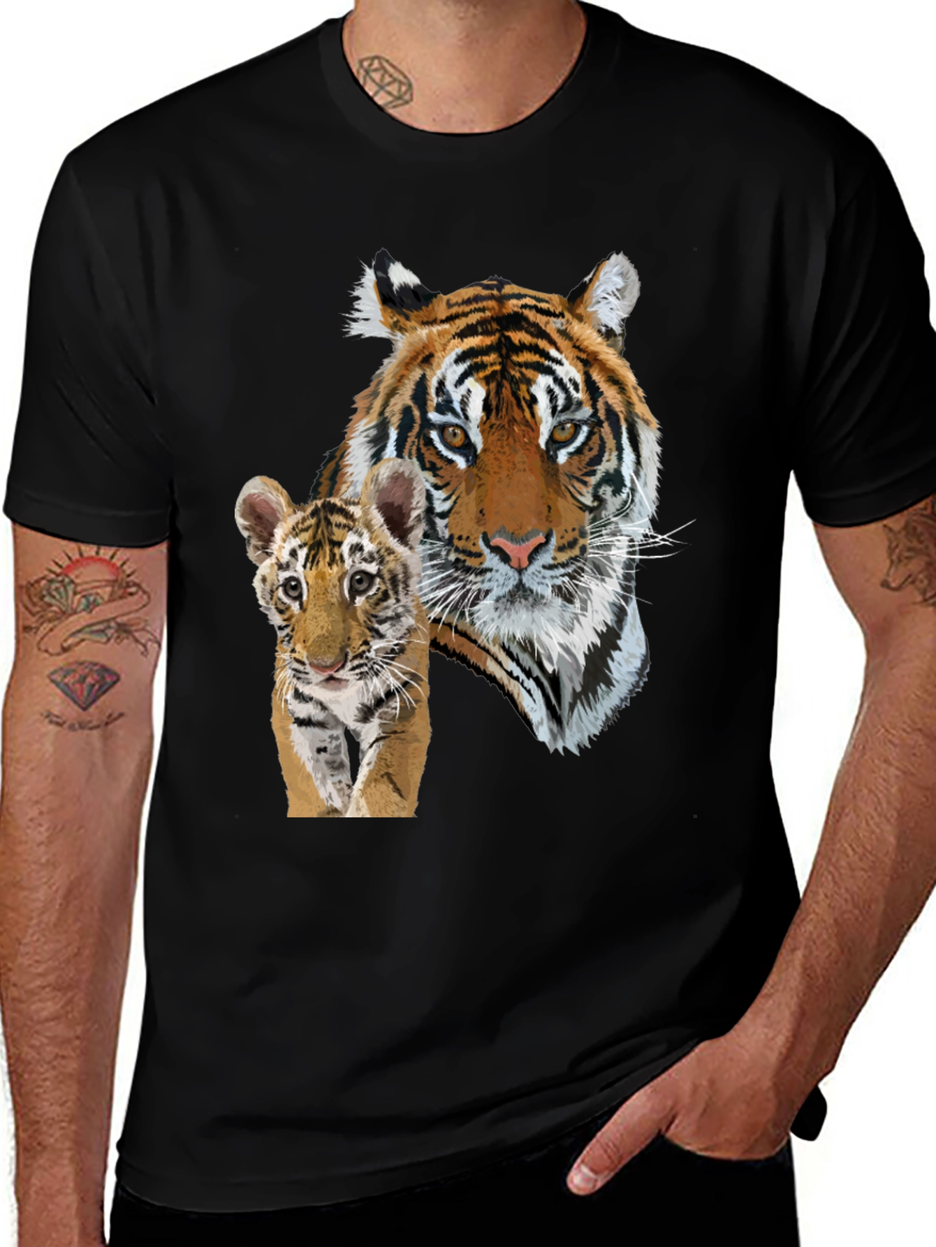 Variant 4 of Tiger Cub Graphic Black T-Shirt