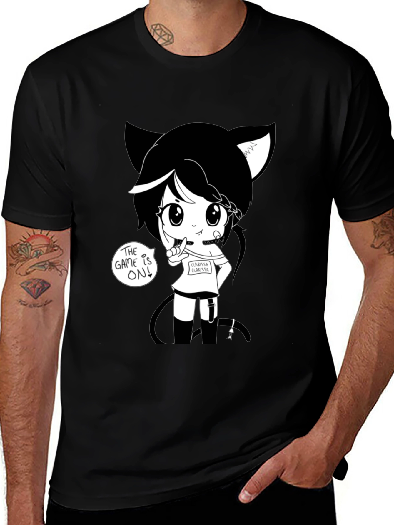 Variant 22 of Anime Girl Graphic Tee - Black Cotton T-Shirt