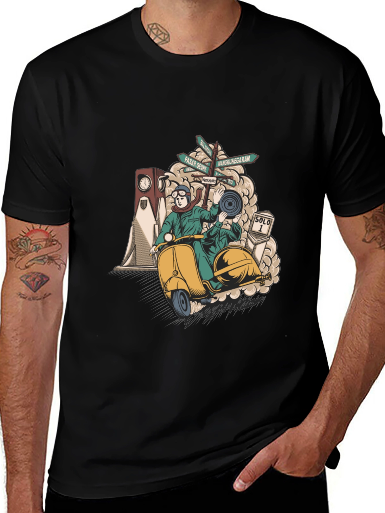 Variant 23 of Solo Scooter Graphic Tee - Retro Style