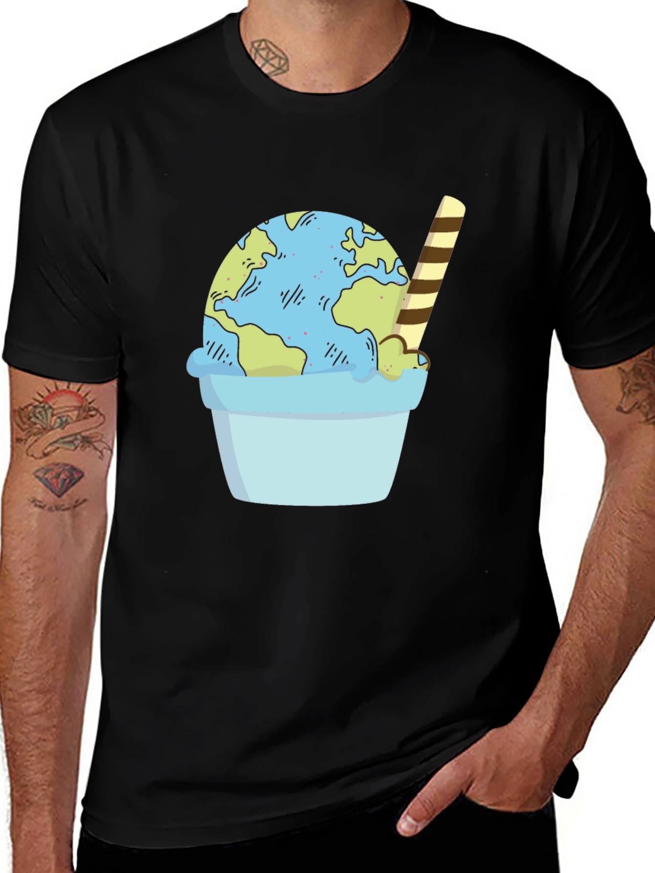 Variant 29 of Earth Ice Cream Cone Graphic Tee