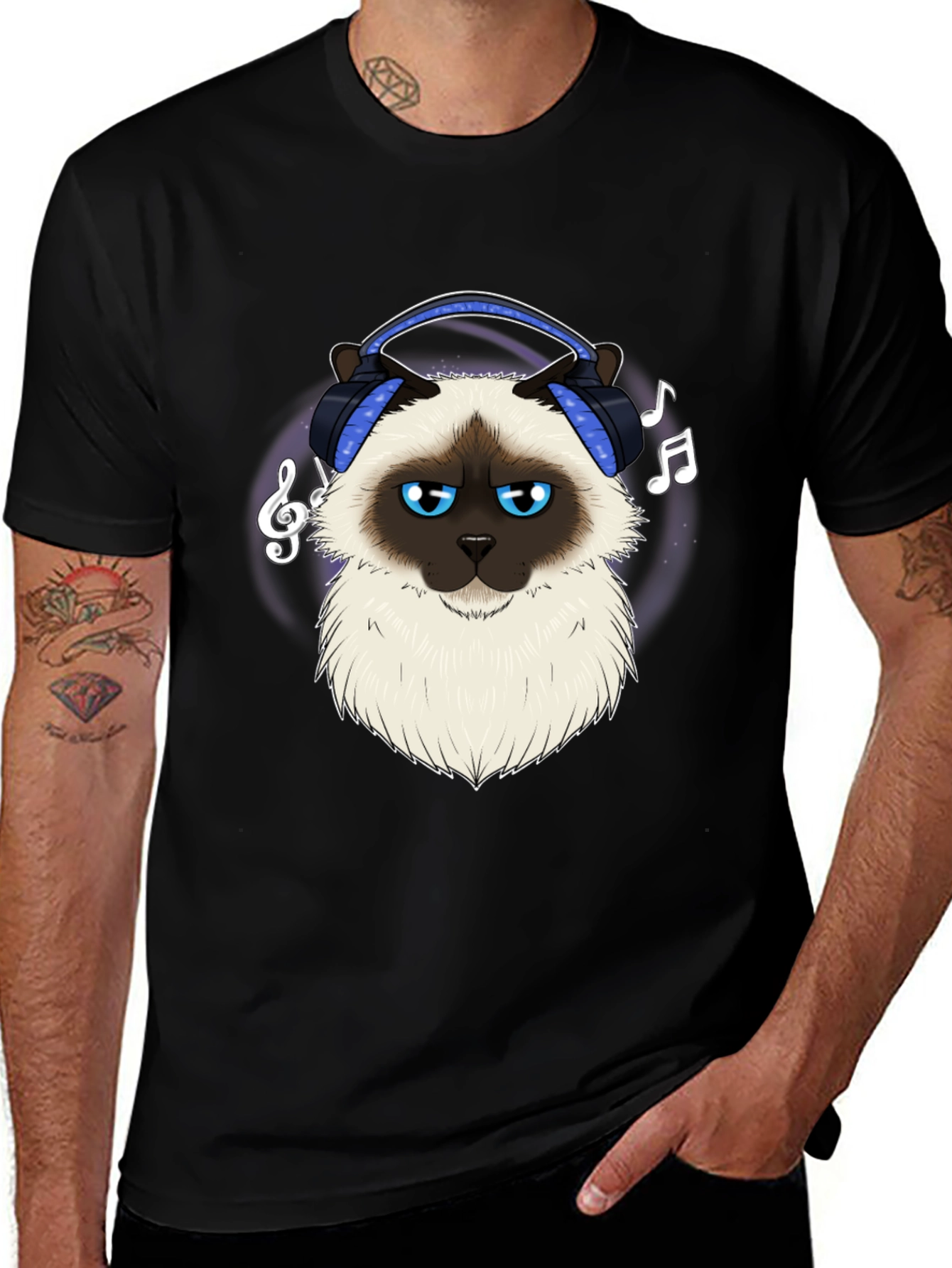 Variant 22 of Cool Cat Headphones Graphic T-Shirt