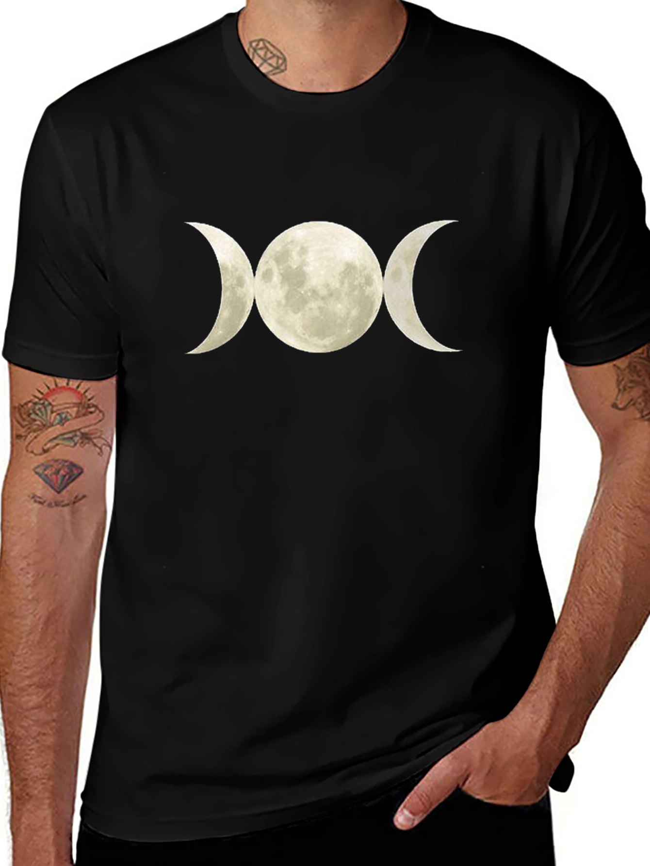 Triple Moon Goddess Black T-Shirt