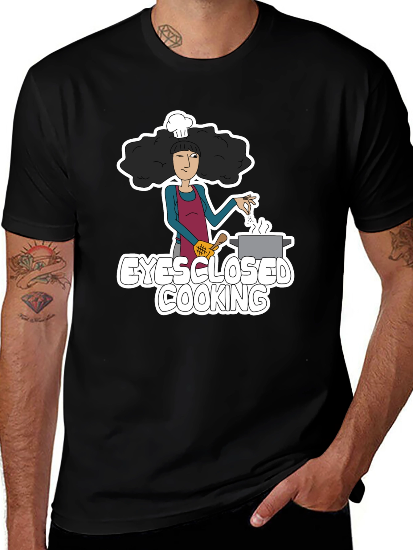Variant 6 of Eyes Closed Cooking Graphic T-Shirt