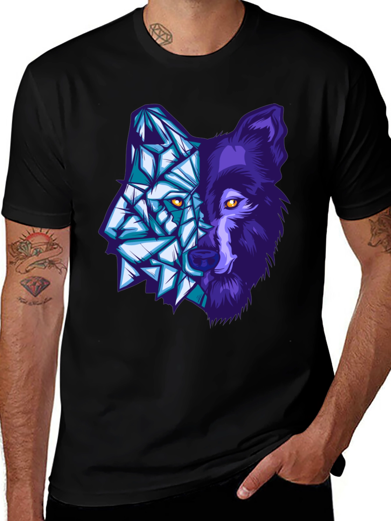 Variant 24 of Geometric Wolf Graphic Tee - Unique Design