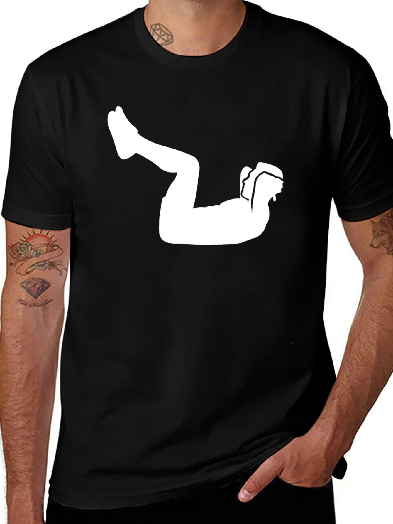 Variant 22 of Black T-Shirt with Silhouette Exercise Graphic