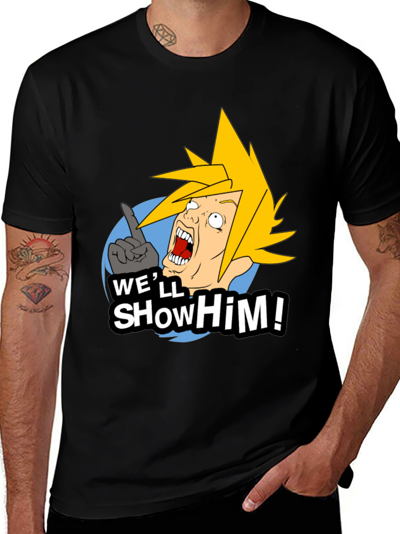 Black Funny Video Game T-Shirt - We'll Show Him! main image