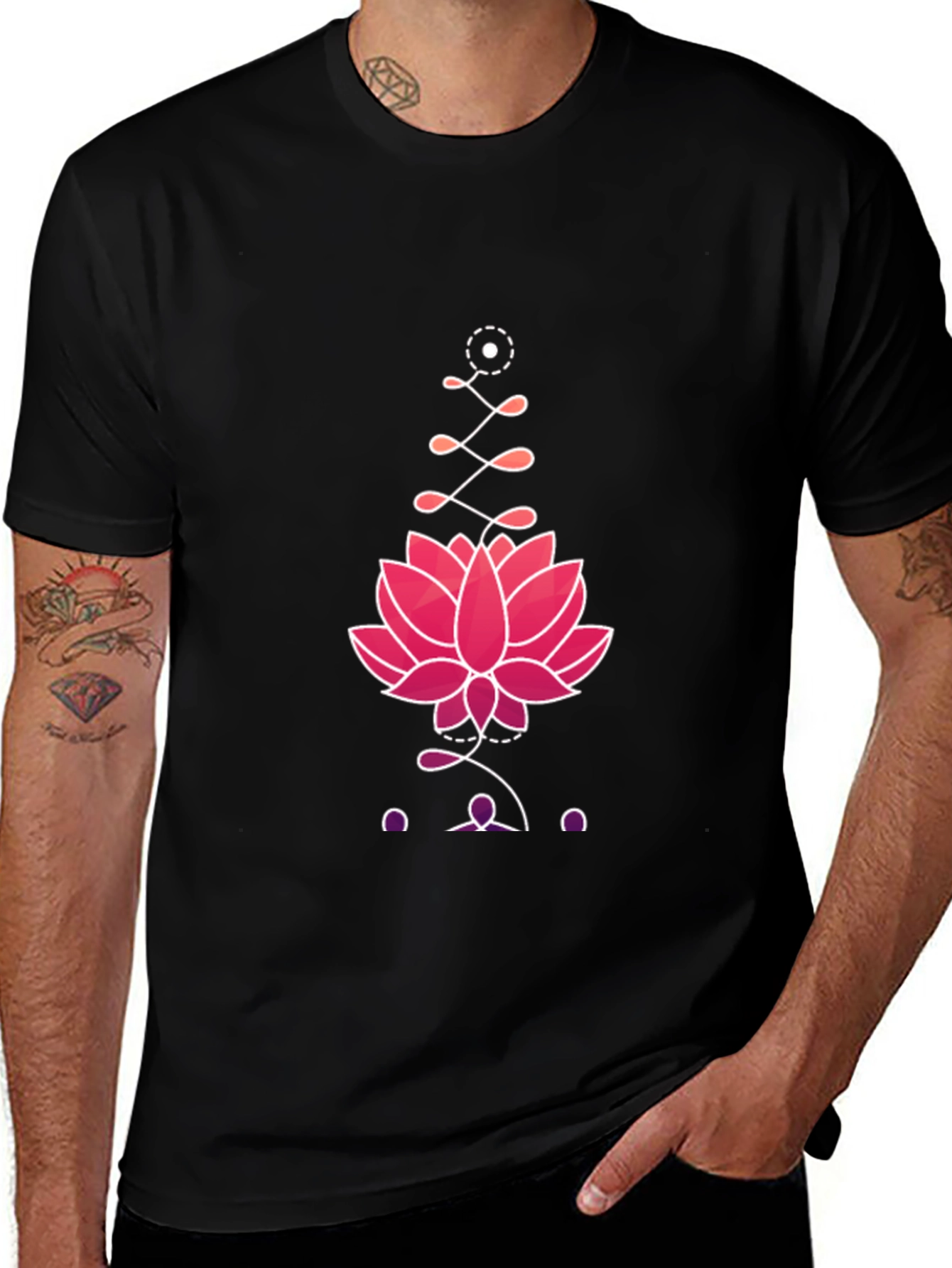 Variant 5 of Lotus Graphic Print Tee - Black