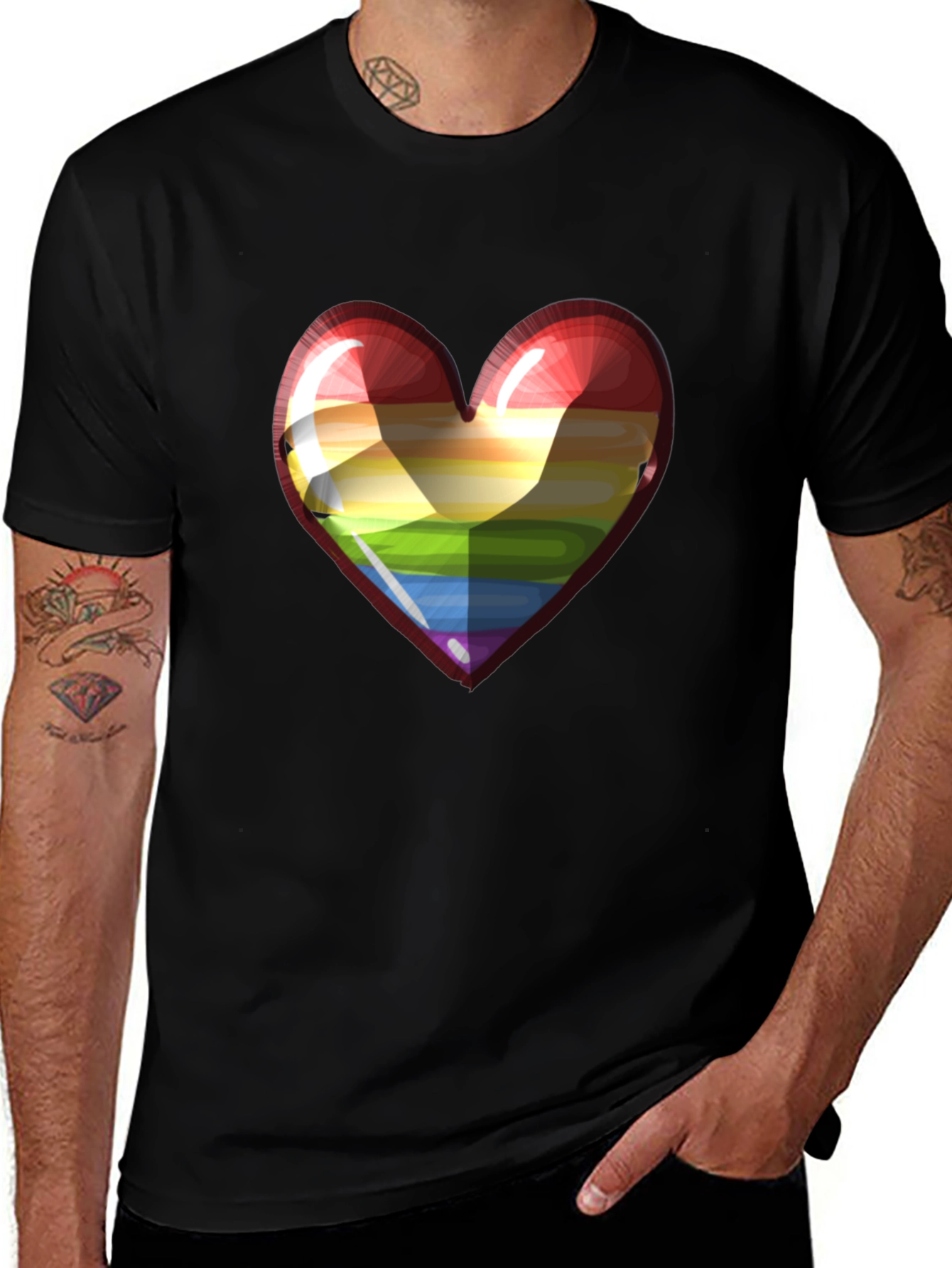 Variant 29 of Rainbow Heart Graphic Tee - Pride & Love