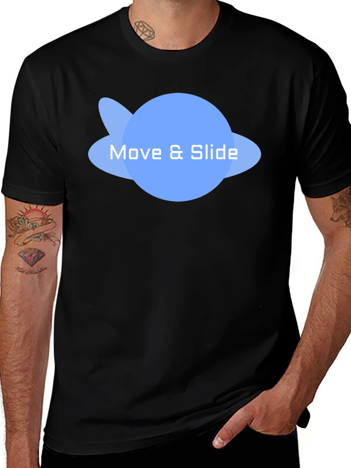 Variant 16 of Move & Slide Graphic Tee - Black Cotton T-Shirt