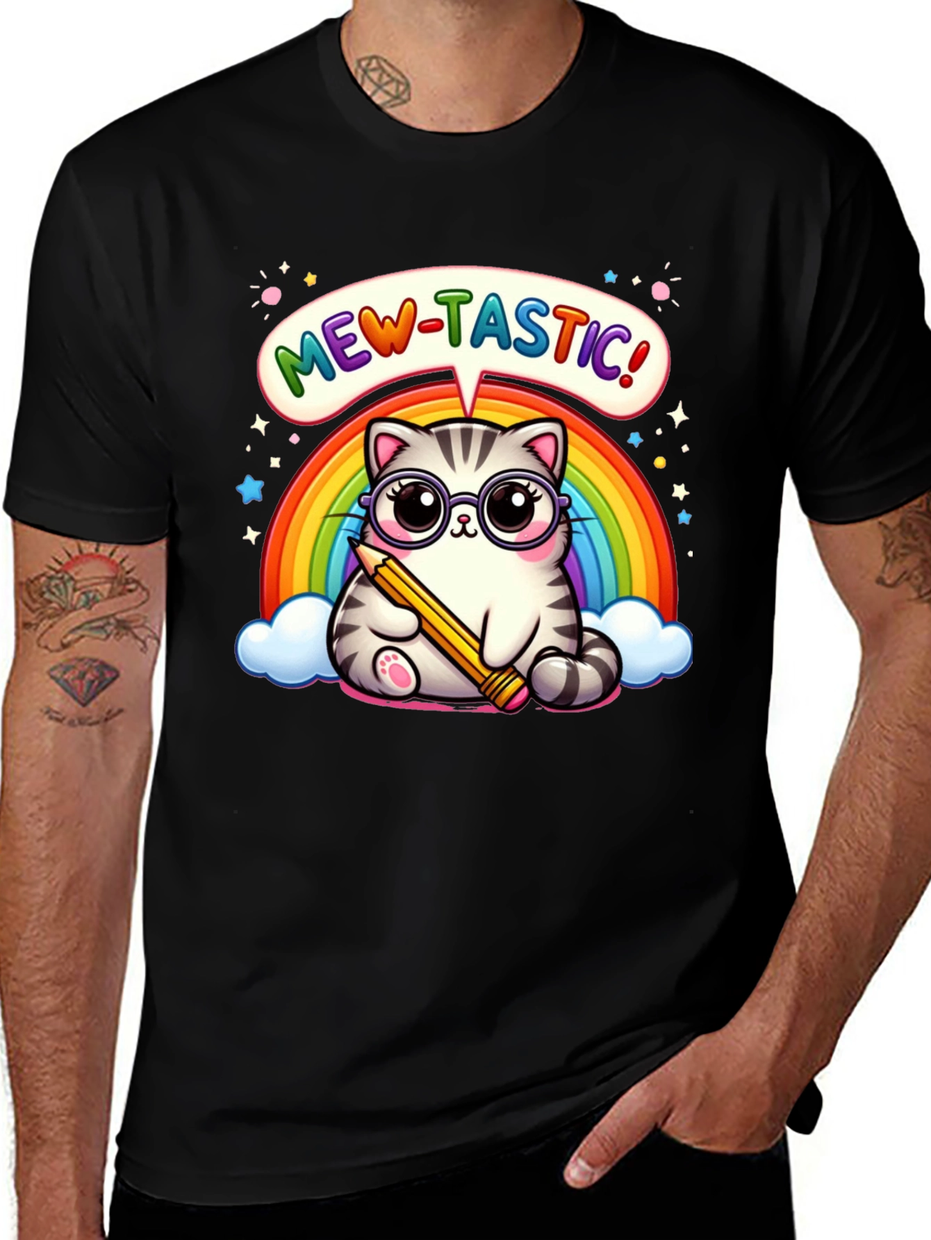 Variant 13 of Mew-Tastic Cat Rainbow Graphic T-Shirt