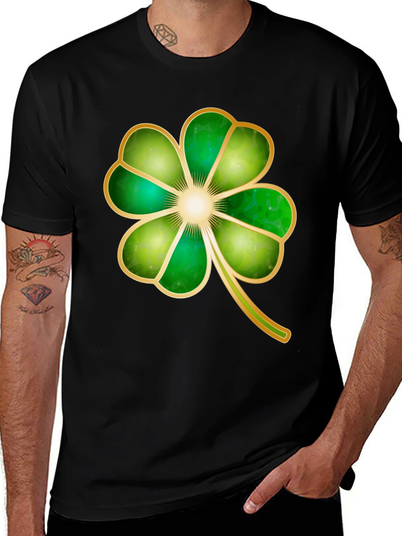 St. Patrick's Day Four Leaf Clover Graphic T-Shirt