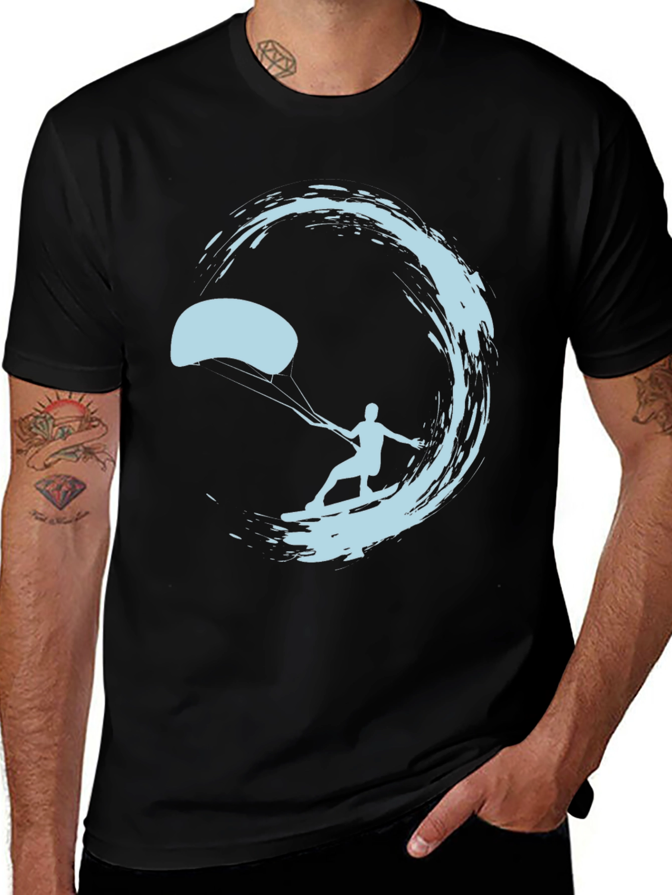 Variant 24 of Kitesurfer Graphic Tee - Men's Black T-Shirt