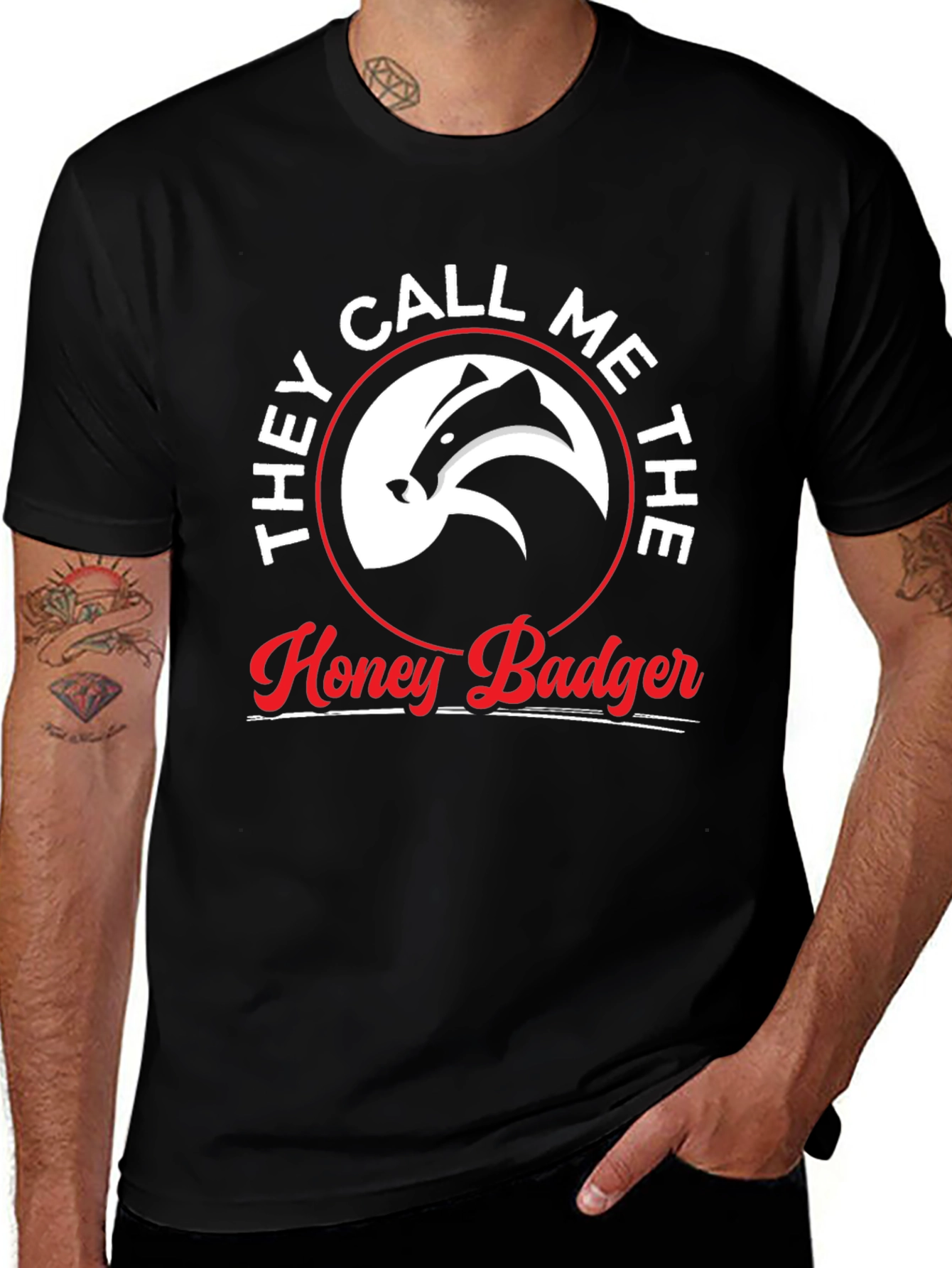 Variant 6 of Honey Badger Graphic Tee - Unisex Black Cotton T-Shirt