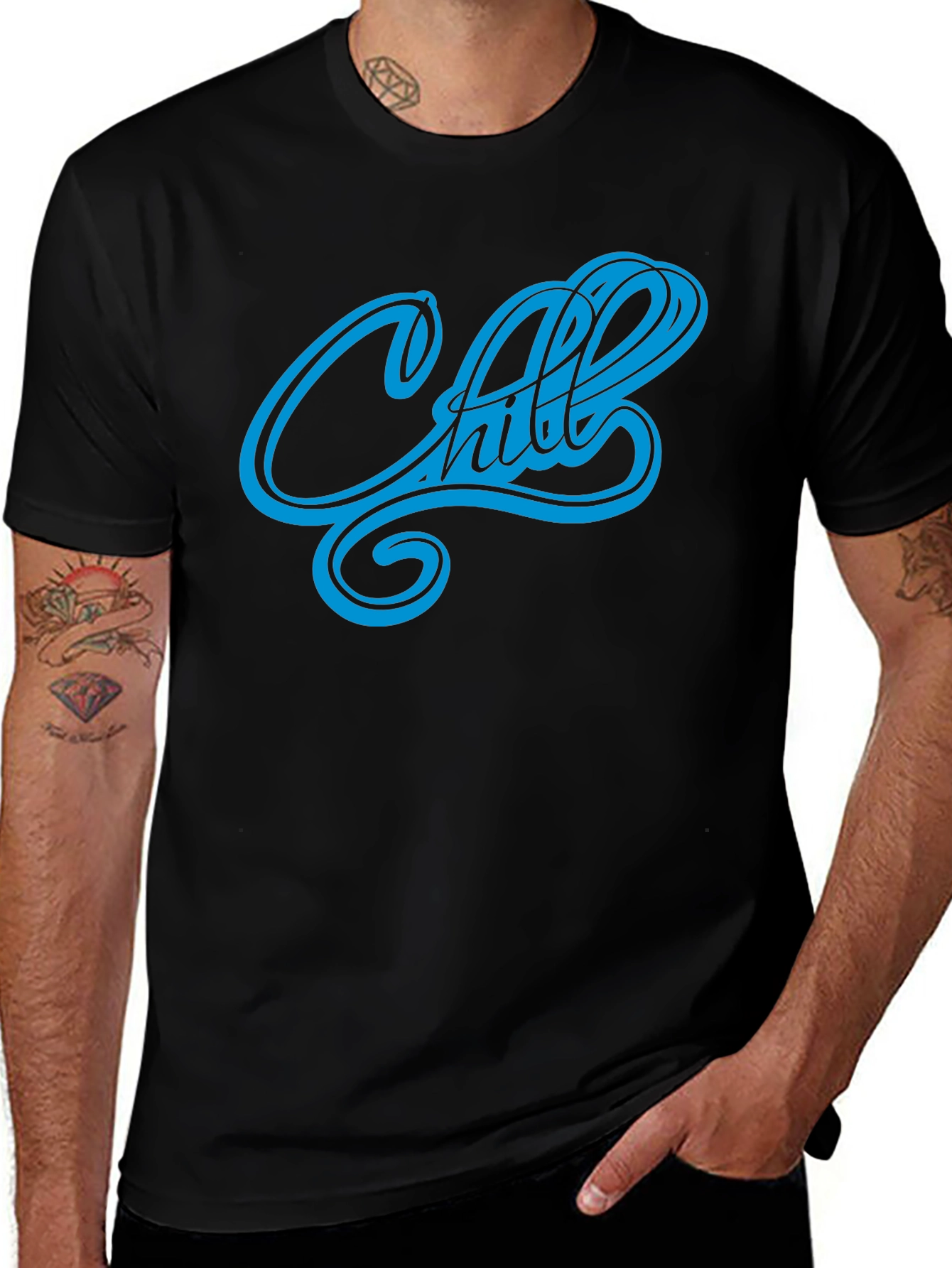 Variant 9 of Chill Mode On: Men's Black Graphic T-Shirt