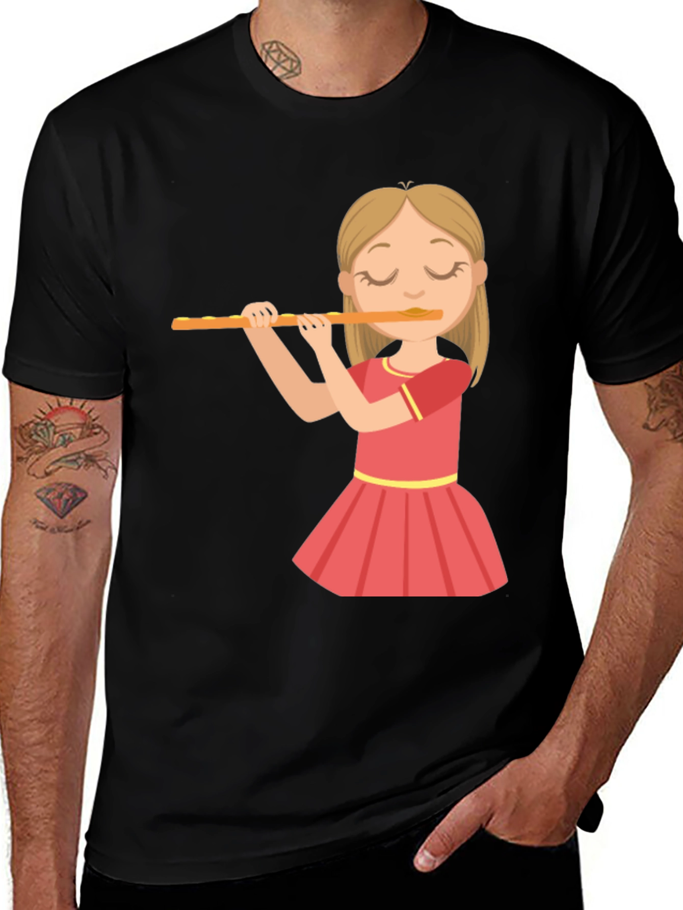 Variant 8 of Flute Player Graphic Tee - Stylish & Comfortable
