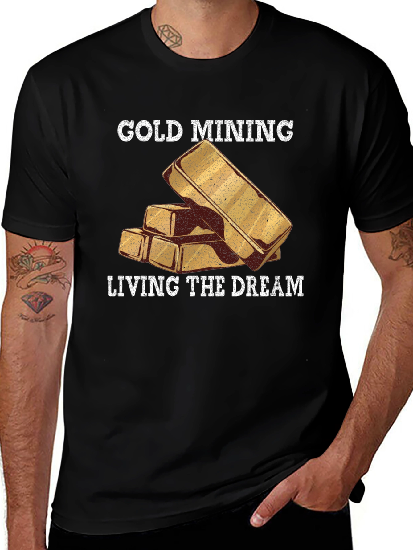 Variant 12 of Gold Mining Living the Dream Black Graphic T-Shirt