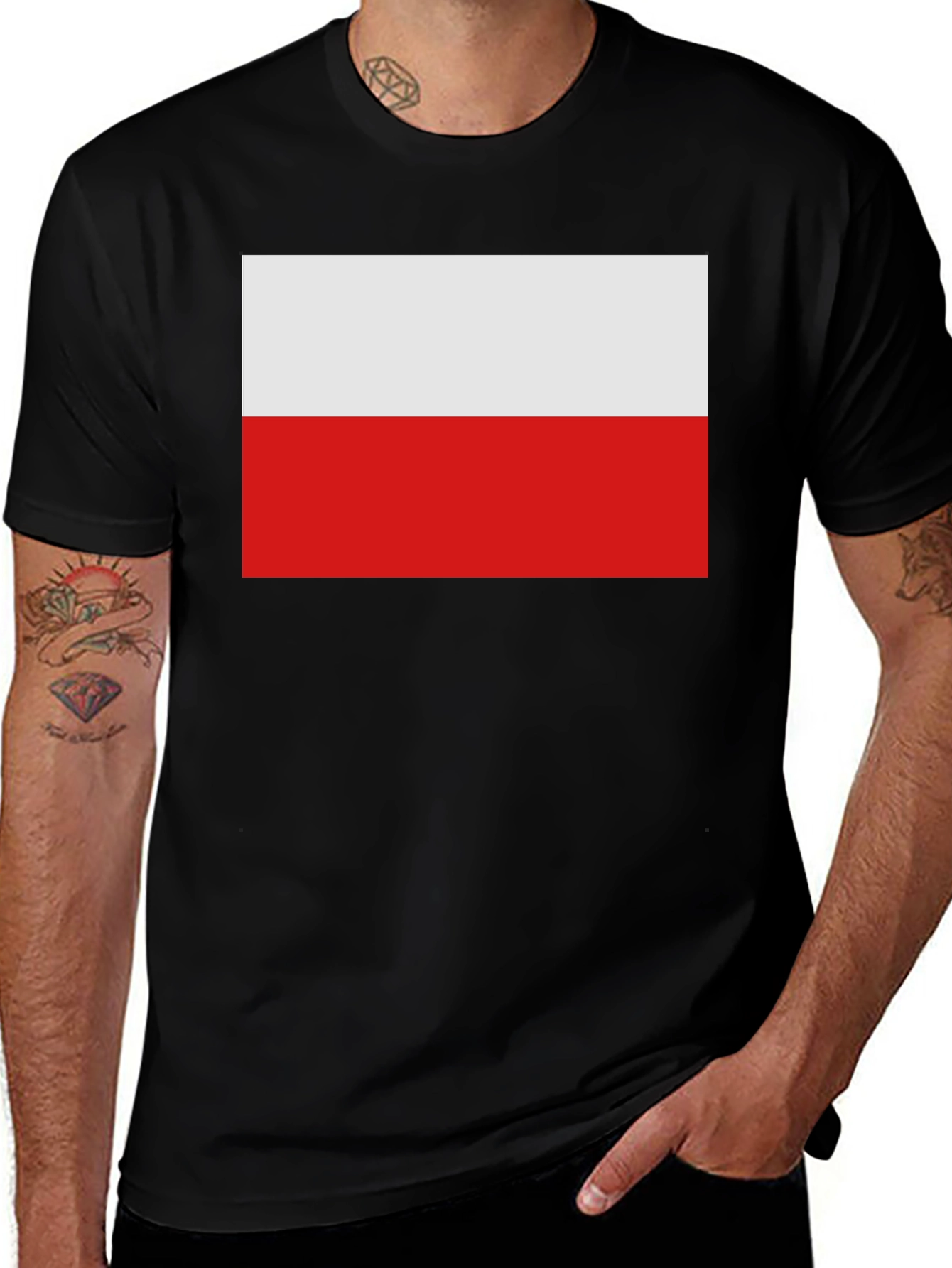 Poland Flag Graphic T-Shirt - Black Cotton Tee