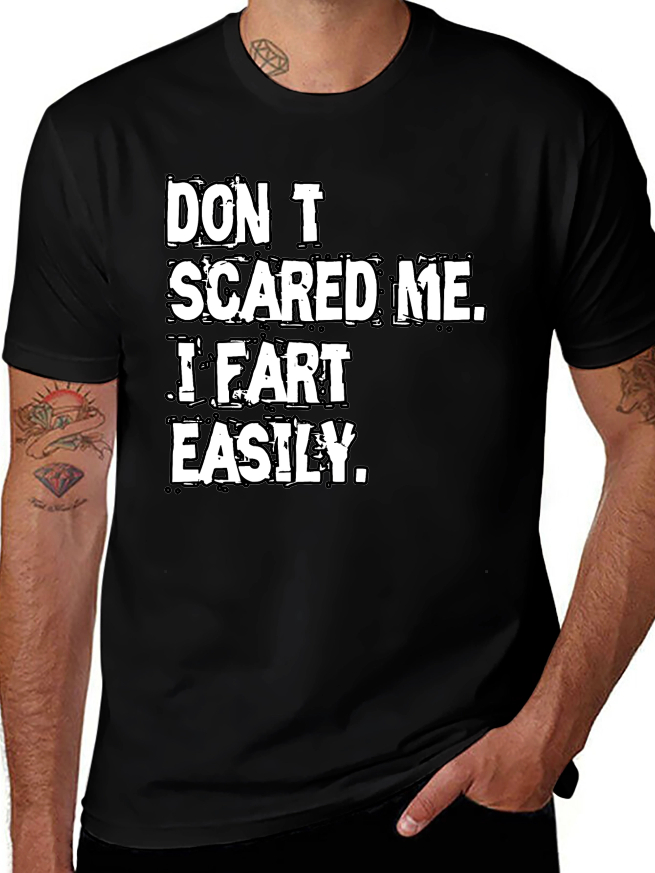 Variant 8 of Funny "I Fart Easily" Black Graphic Tee