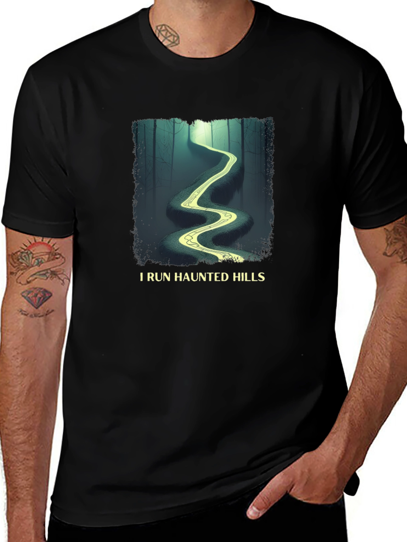 I Run Haunted Hills Black Graphic T-Shirt