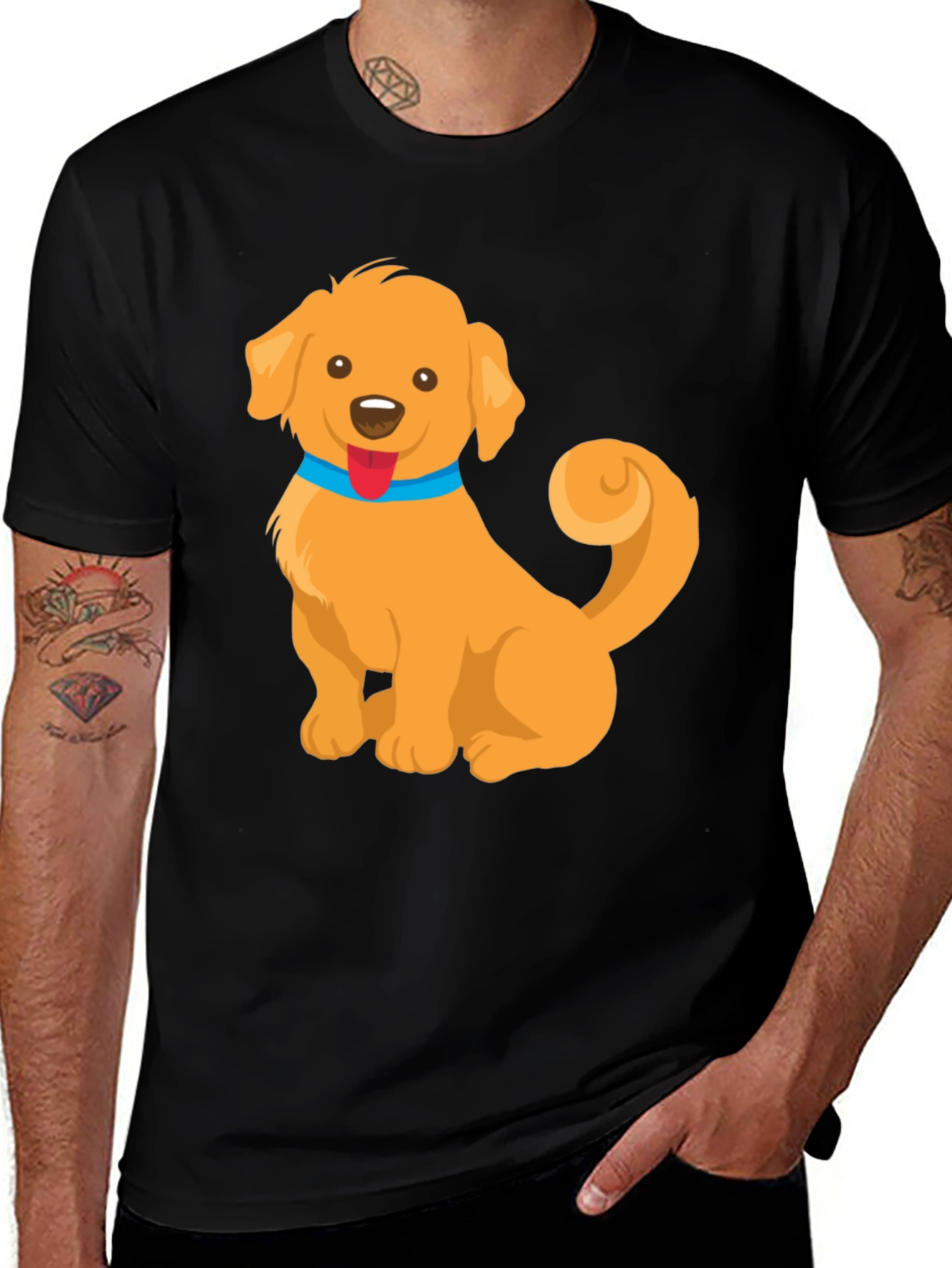 Cute Golden Retriever Dog Cartoon Graphic T-Shirt