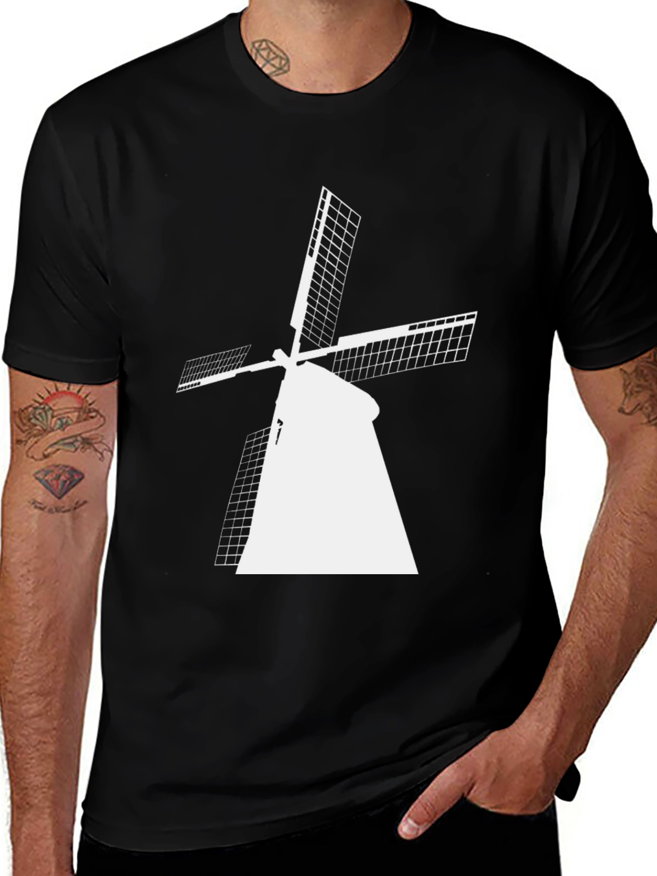 Variant 29 of Windmill Graphic Black T-Shirt