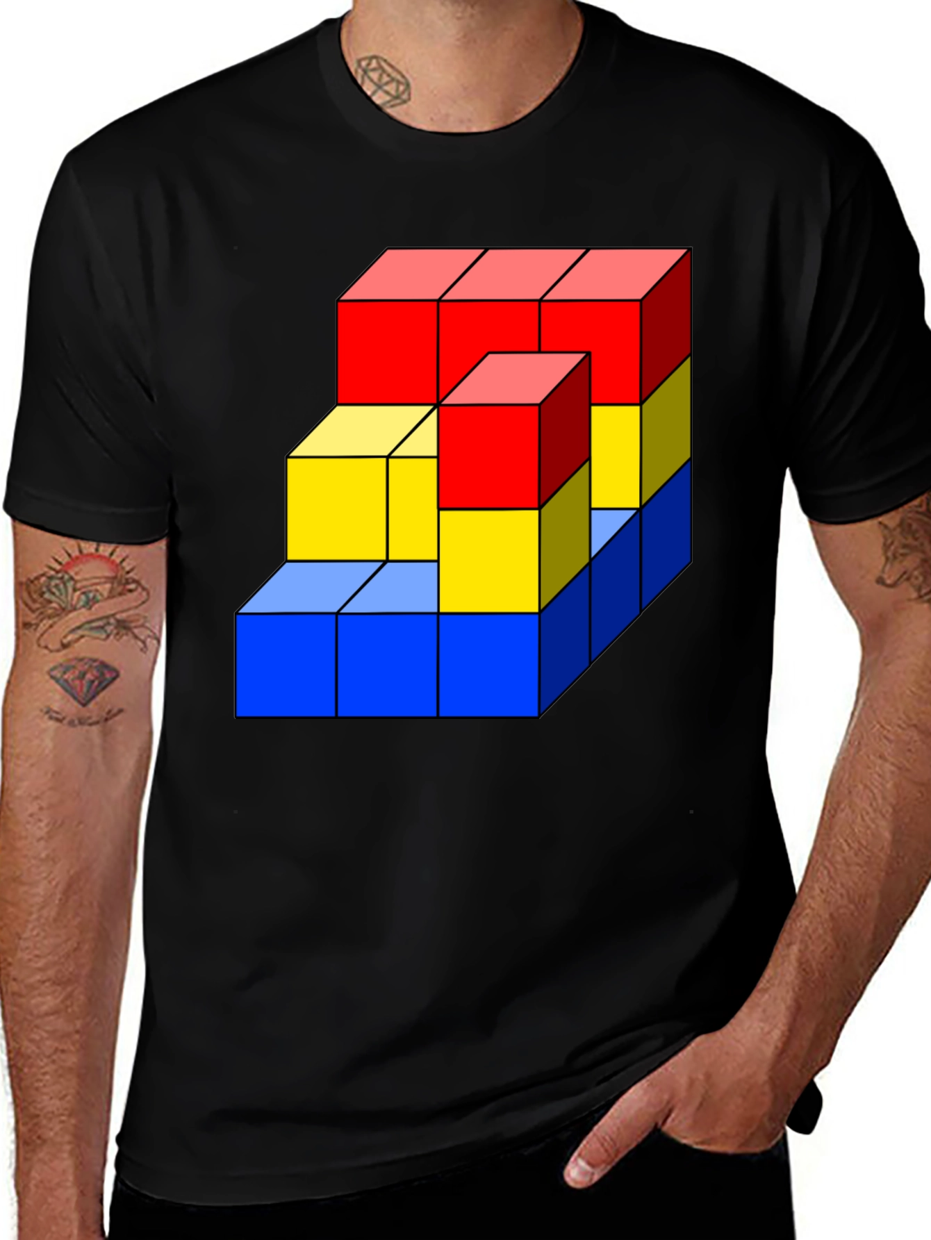 Variant 8 of Geometric Cube Graphic T-Shirt