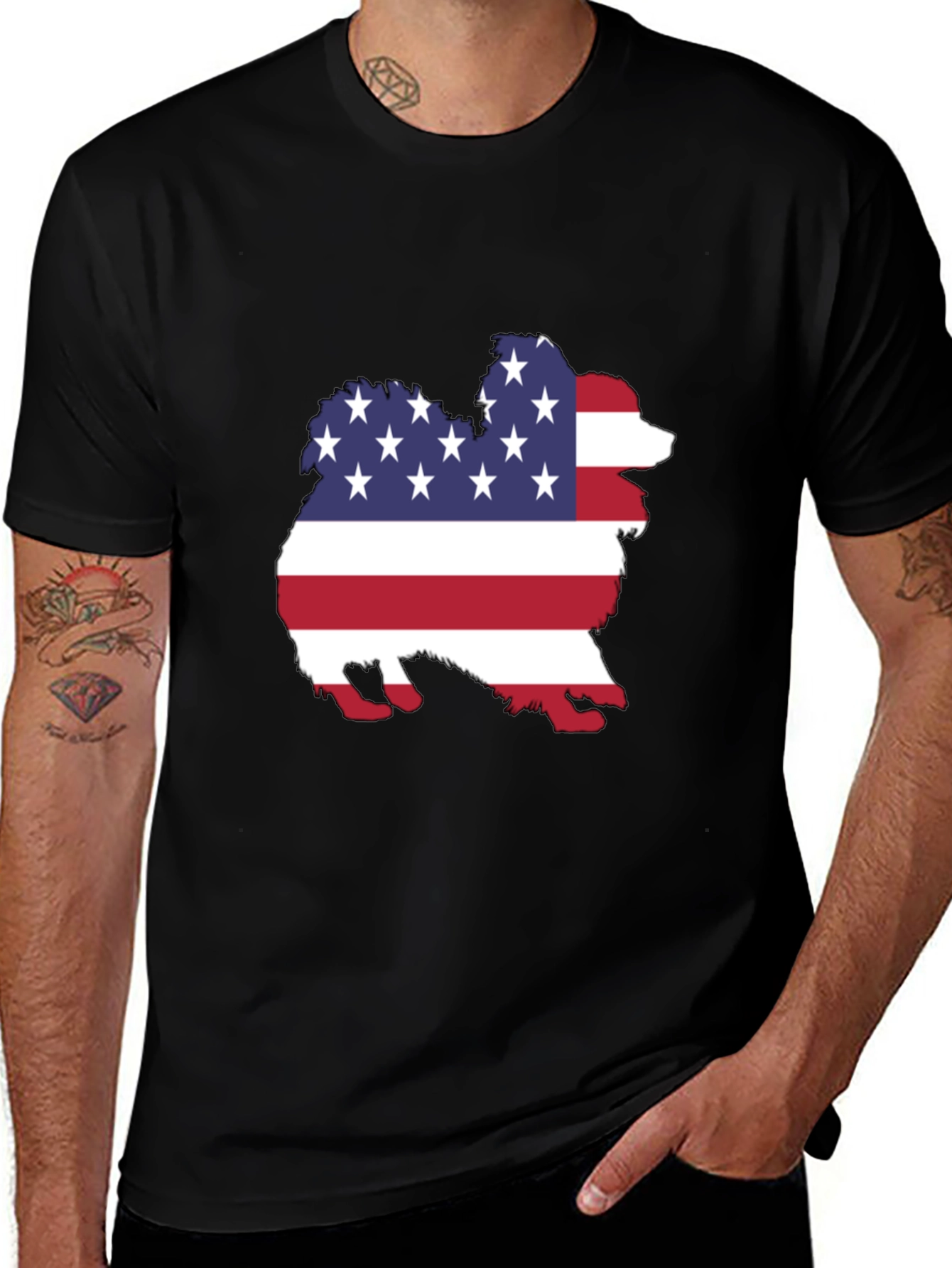 Variant 30 of American Flag Dog Graphic T-Shirt