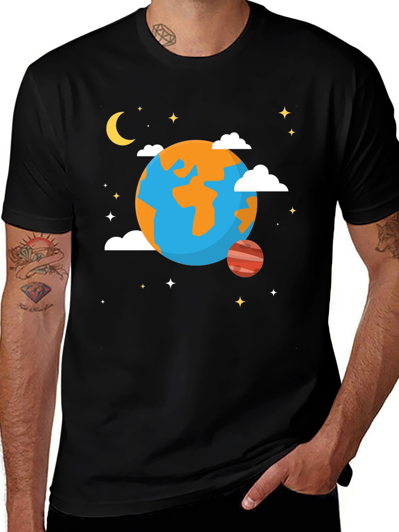 Variant 17 of Earth Graphic Black T-Shirt