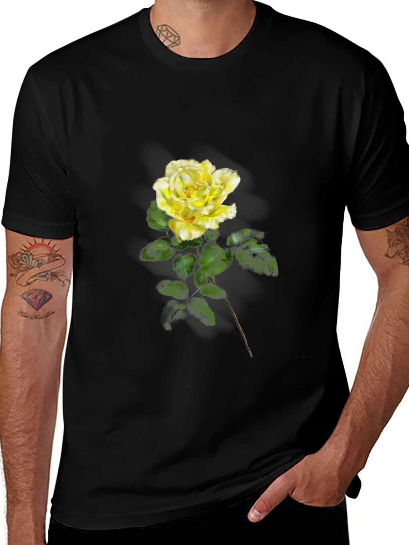 Variant 7 of Yellow Rose Graphic Tee - Stylish Floral T-Shirt