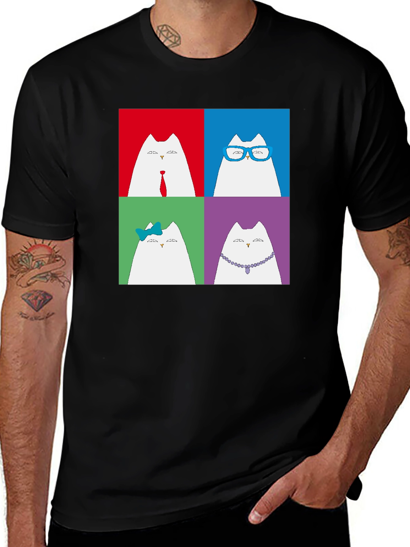 Variant 5 of Pop Art Cat T-Shirt - Unique Graphic Tee for Cat Lovers