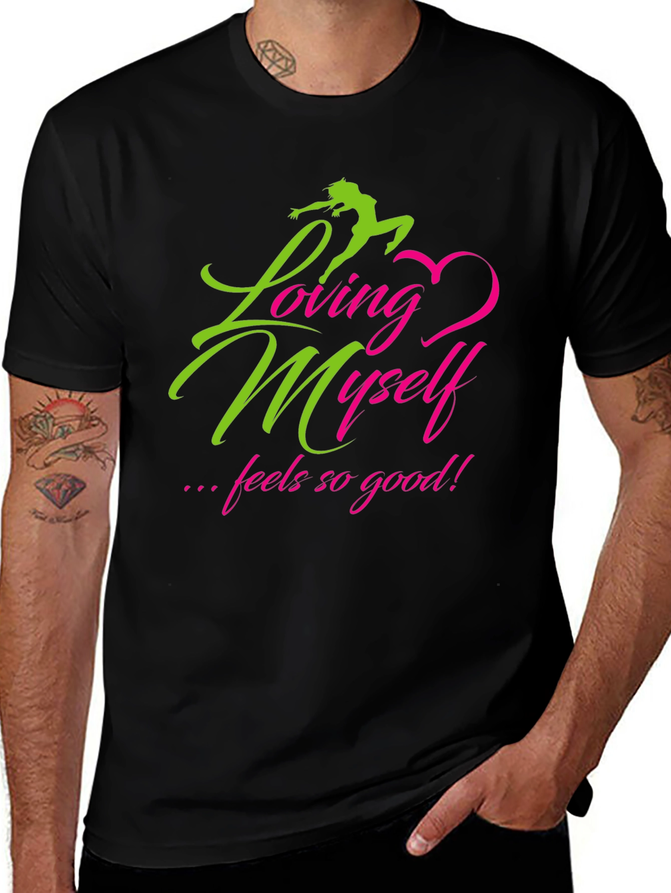 Variant 18 of Loving Myself Graphic Tee - Inspirational Black T-Shirt