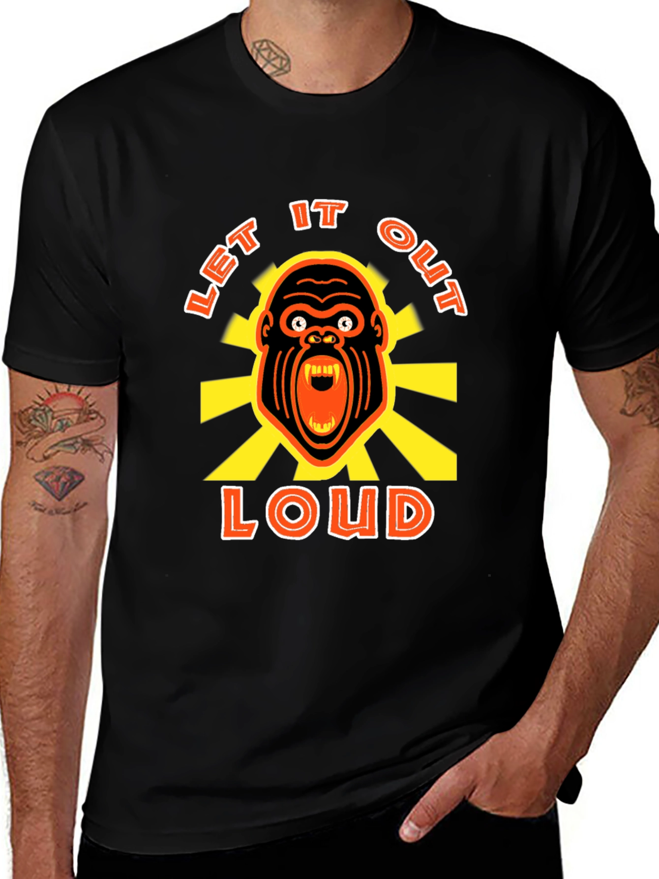 Variant 19 of Let It Out Loud Graphic Tee - Black Cotton T-Shirt