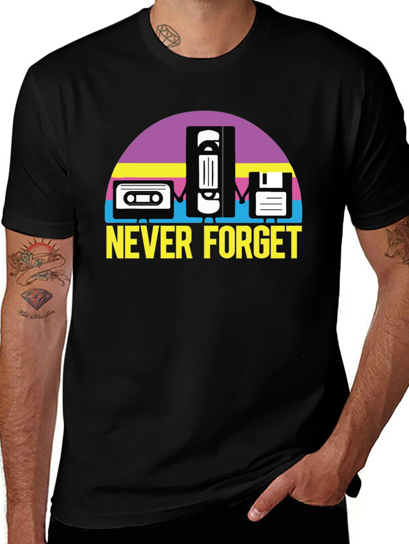 Variant 24 of Retro Never Forget T-Shirt - Cassette, VHS, Floppy Disk