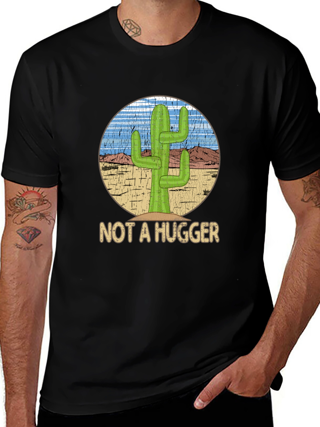 Variant 5 of Not A Hugger Cactus Graphic T-Shirt - Funny Desert Tee