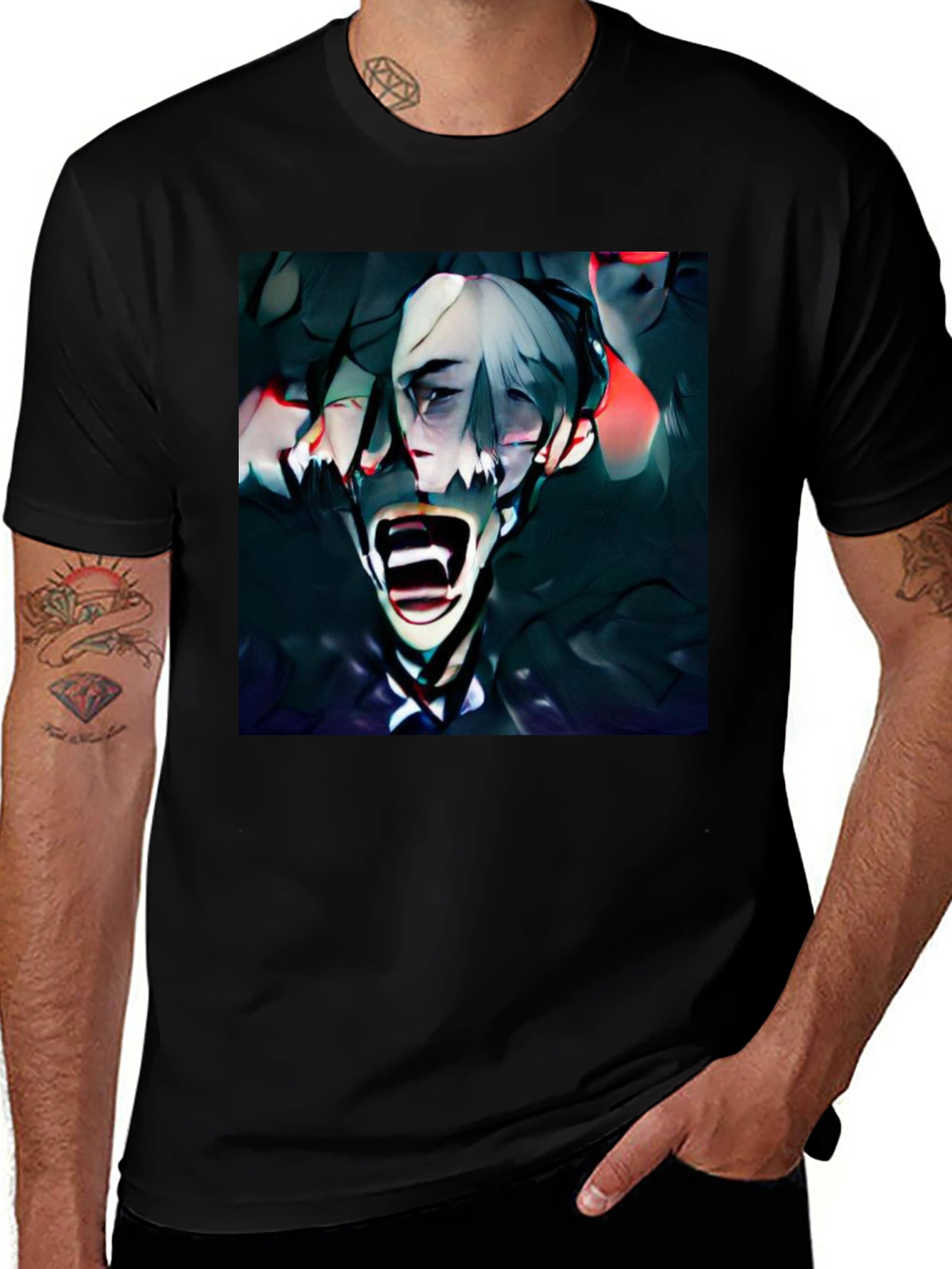 Variant 16 of Screaming Face Graphic Tee - Edgy Black T-Shirt