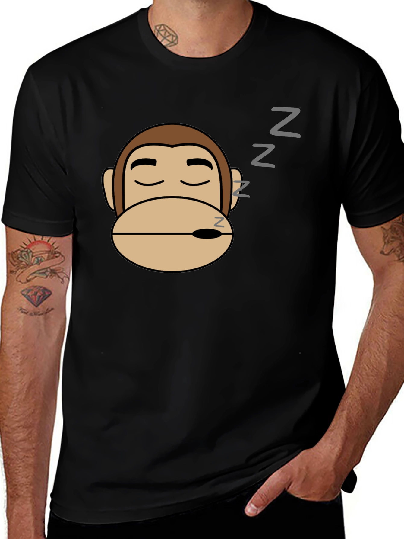 Variant 29 of Sleepy Monkey Graphic Tee - Black Cotton Comfort