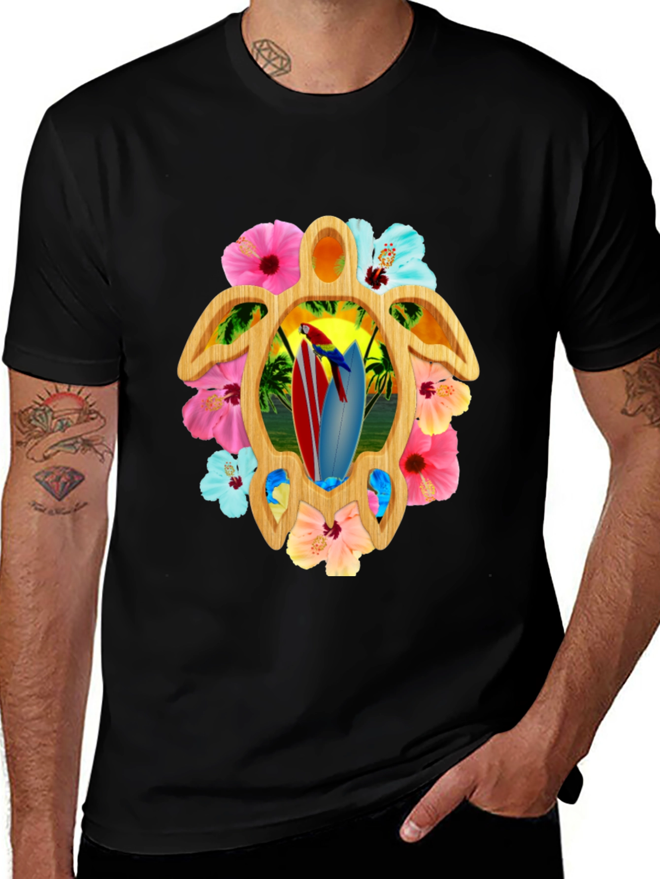 Tropical Turtle Surfboard Graphic Tee