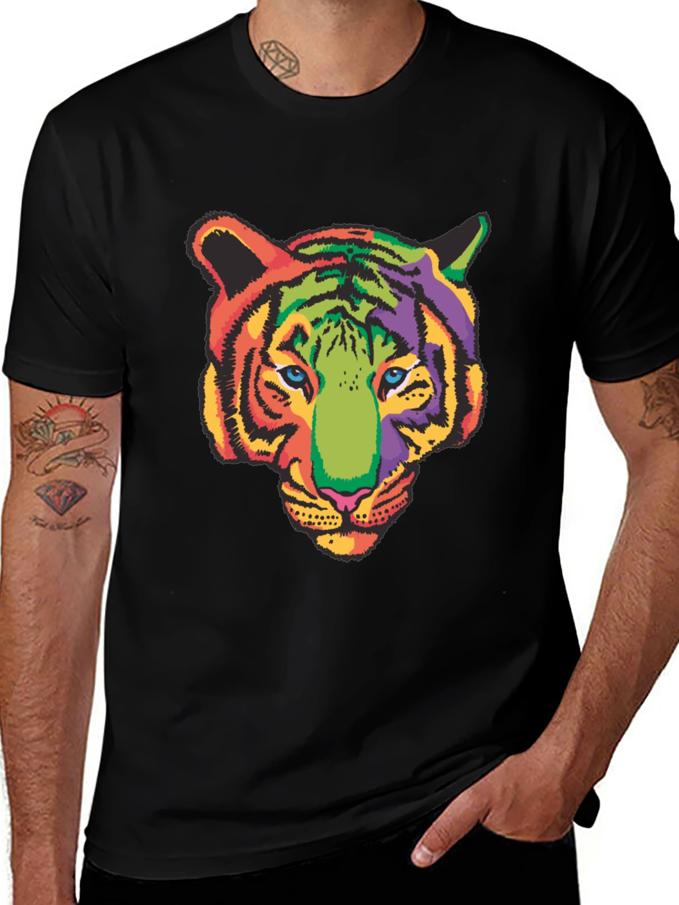 Variant 6 of Vibrant Tiger Graphic Tee - Bold & Colorful Design