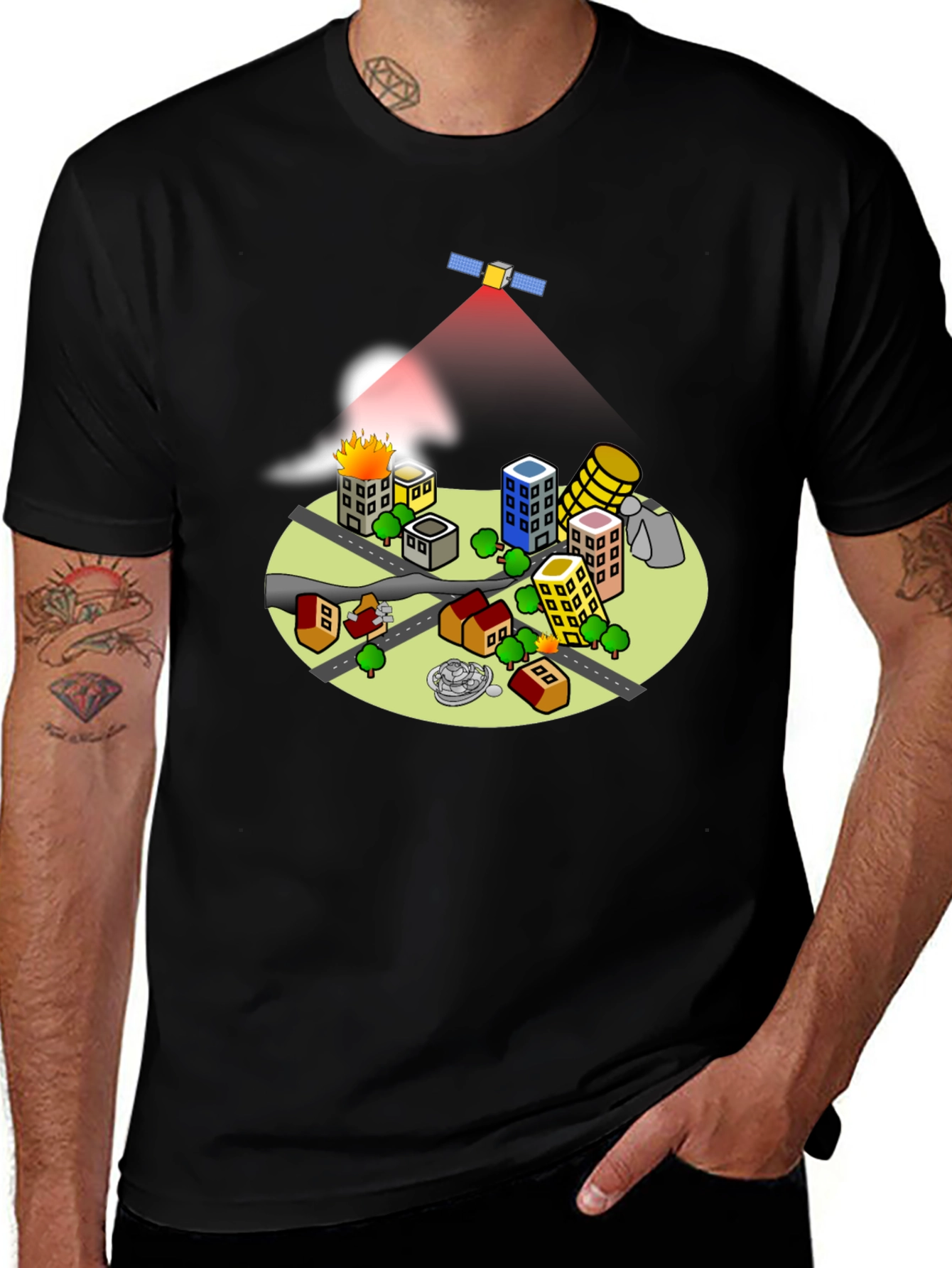 Satellite City T-Shirt - Unique Graphic Tee