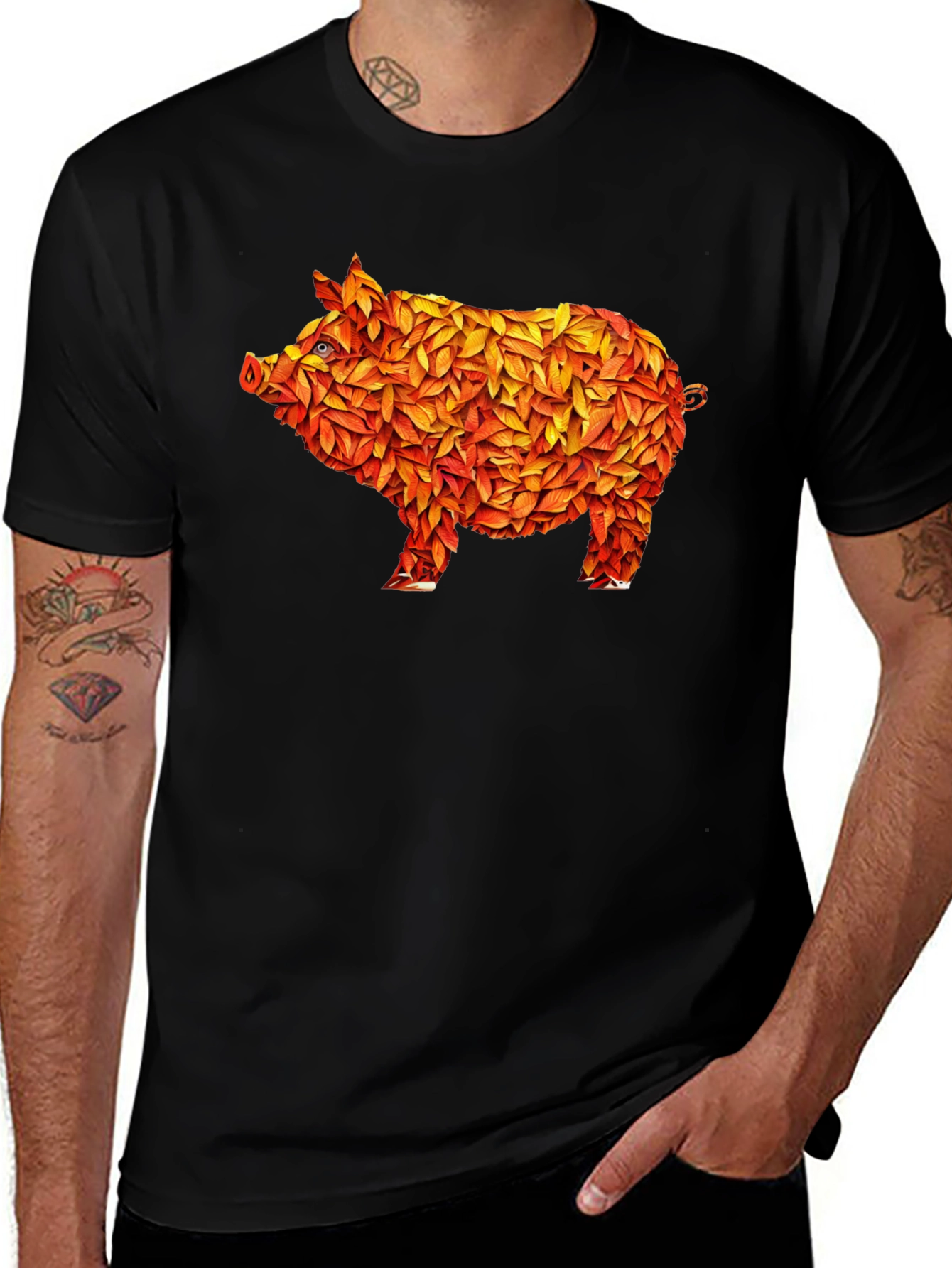 Variant 29 of Leaf Pig Graphic T-Shirt - Unique Design