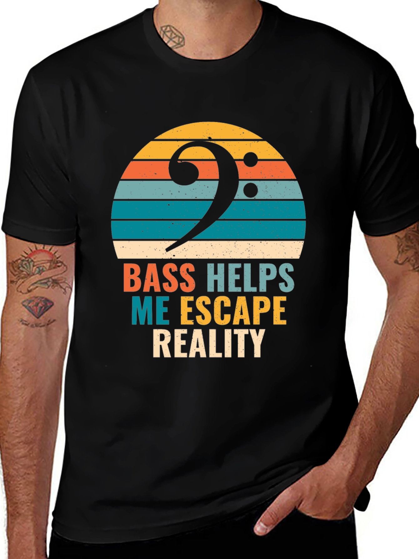 Variant 24 of Bass Helps Me Escape Reality T-Shirt - Musician Tee
