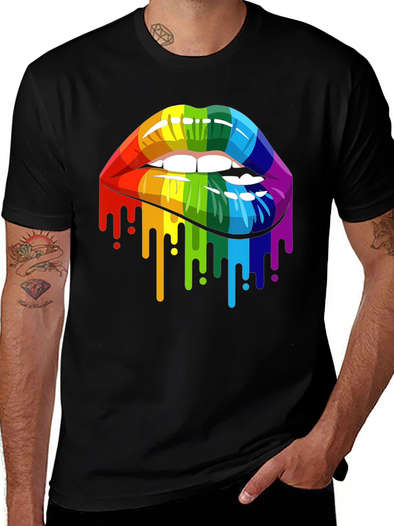 Variant 12 of Rainbow Lips Graphic T-Shirt