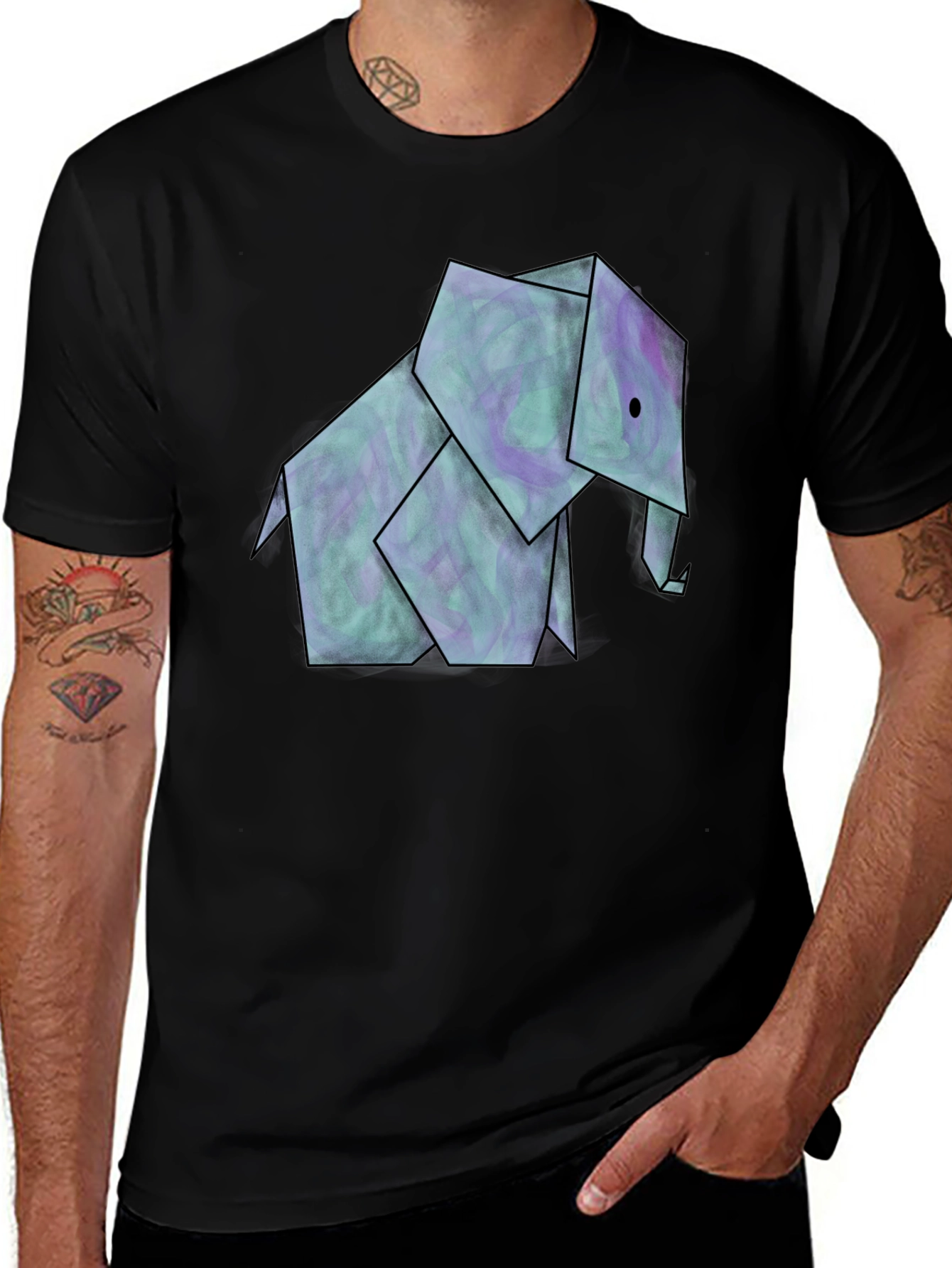Variant 12 of Origami Elephant Graphic Tee - Unique Design