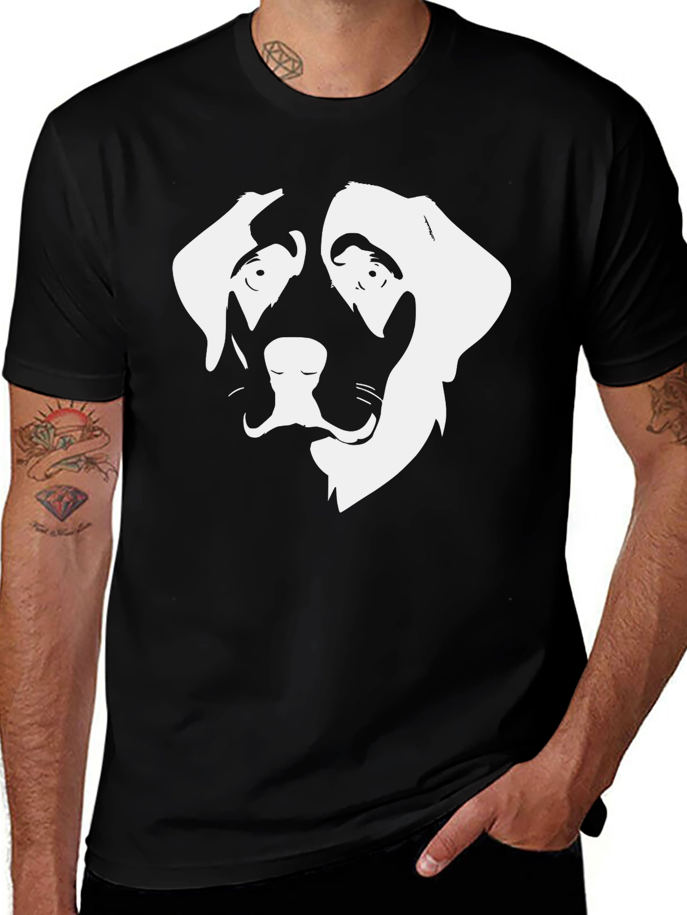 Variant 26 of Dog Face Graphic Tee - Black Cotton T-Shirt