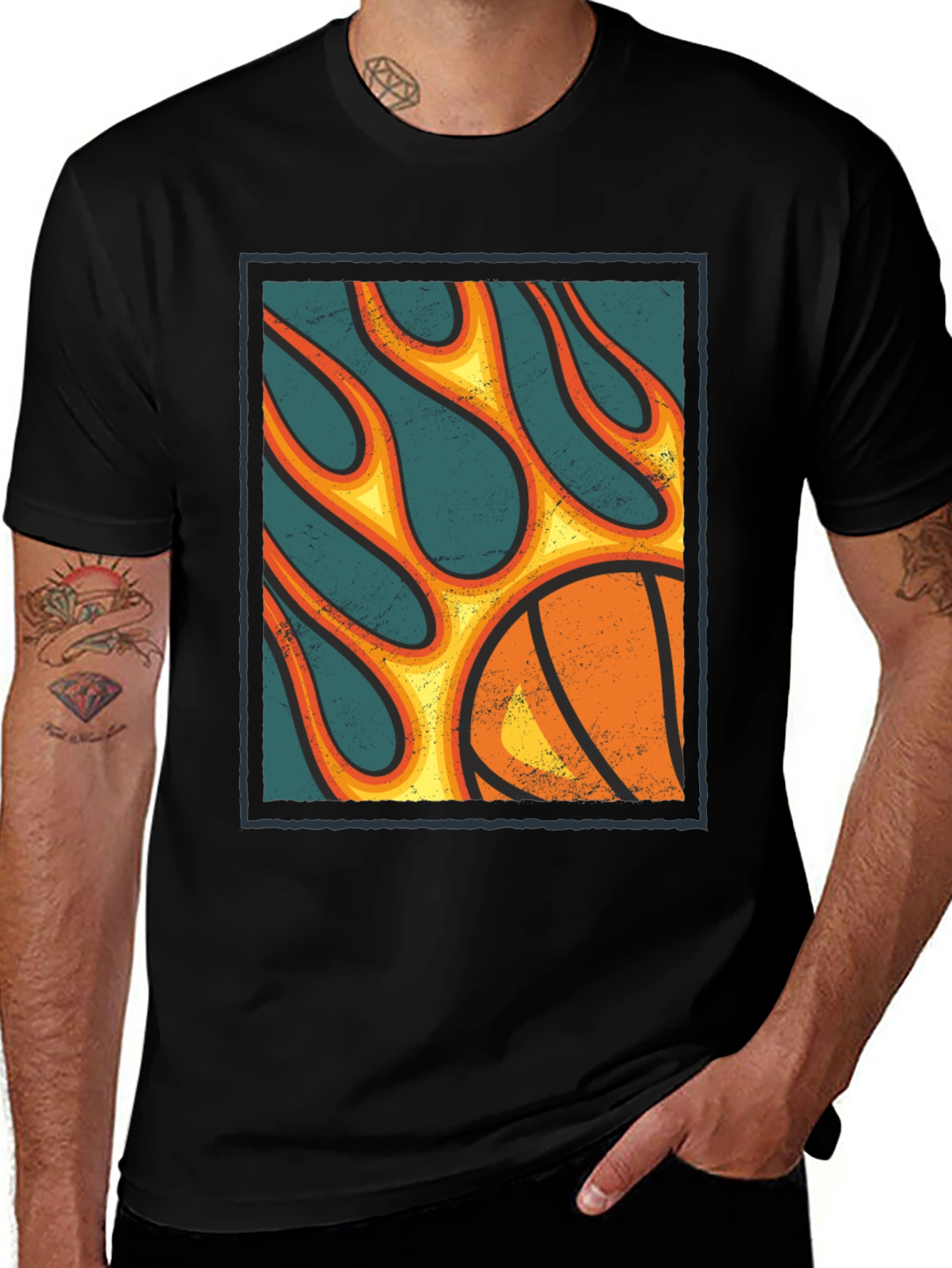 Variant 19 of Flaming Basketball Graphic T-Shirt