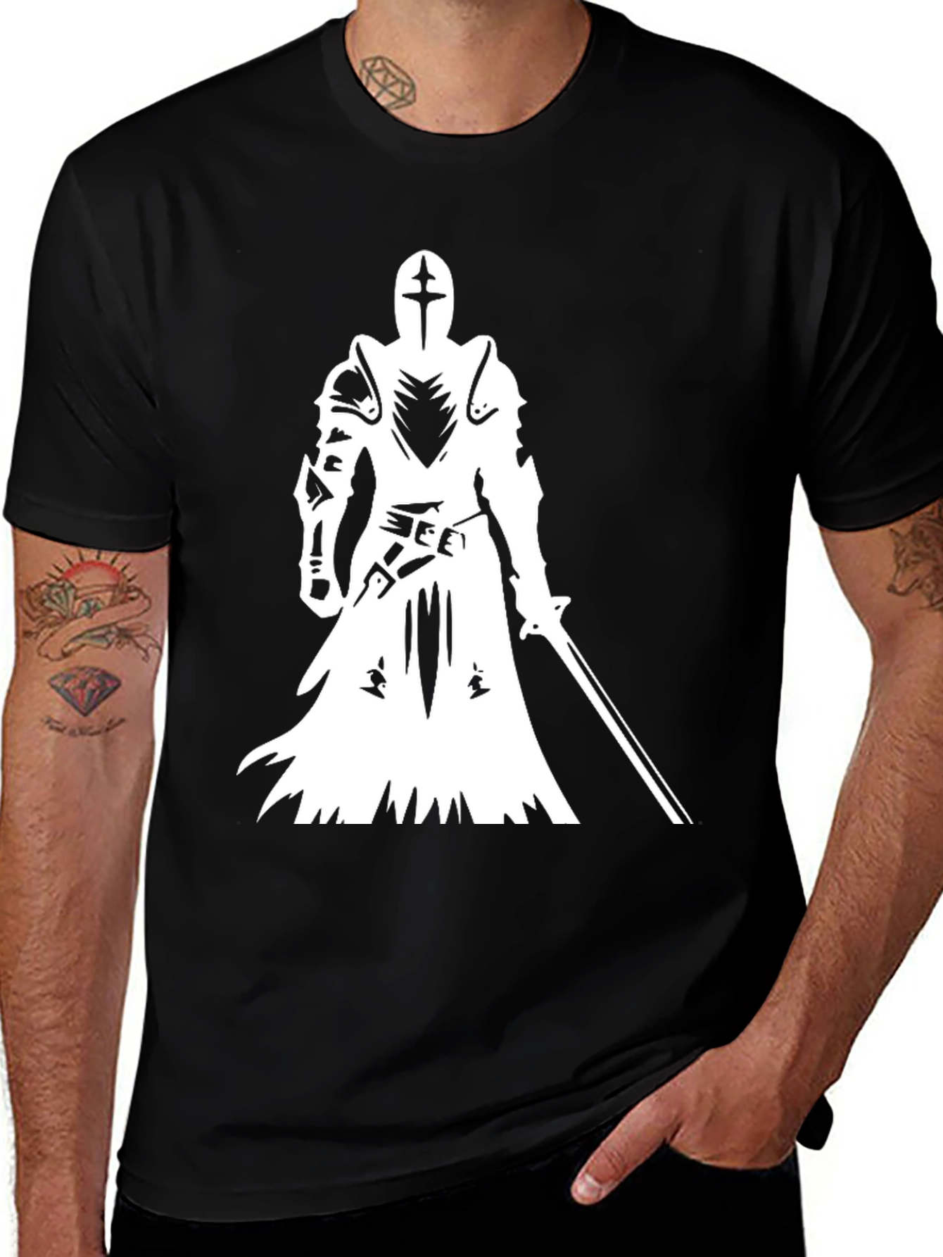 Variant 9 of Crusader Knight T-Shirt - Black Graphic Tee