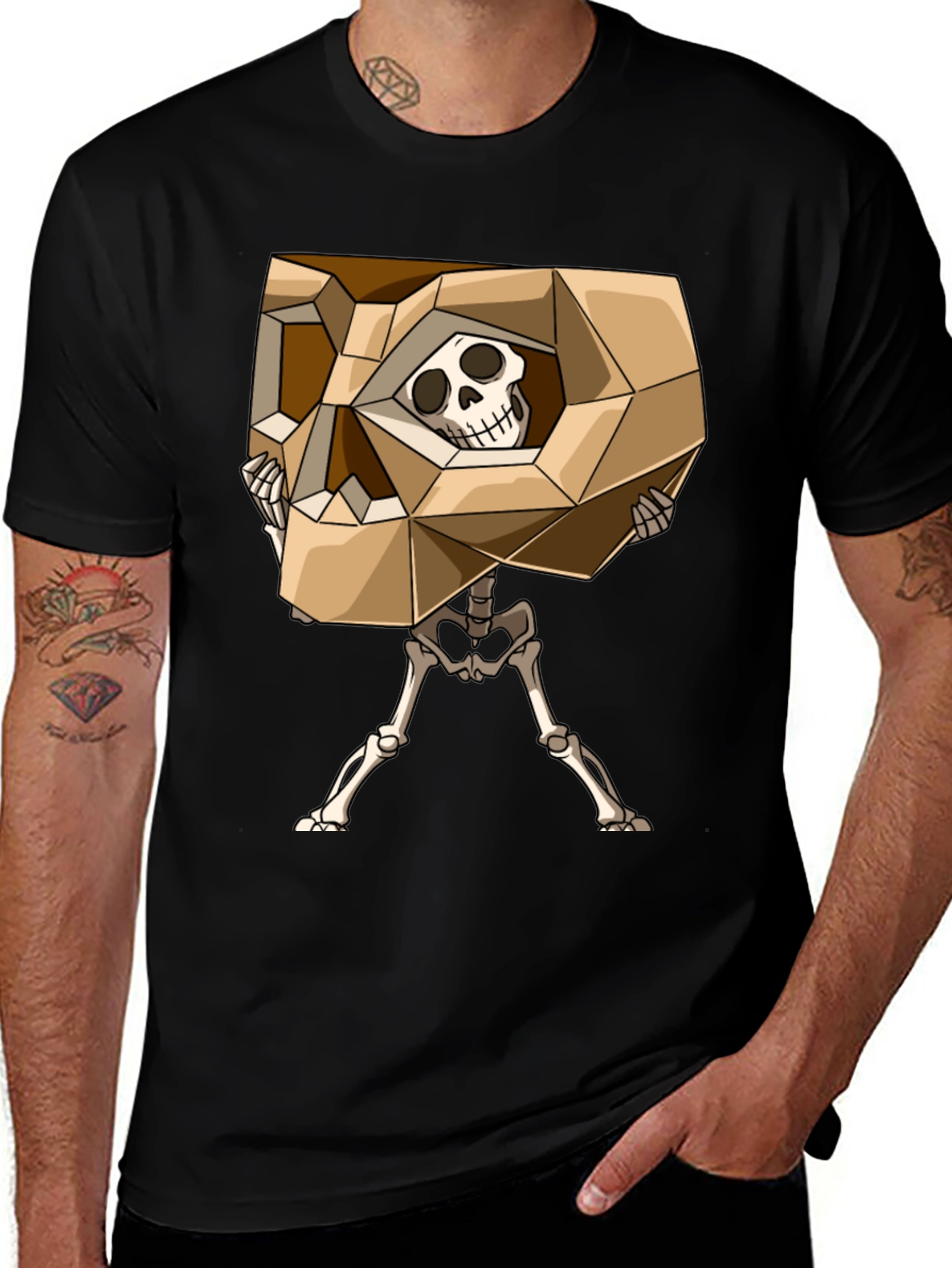 Variant 10 of Geometric Skull Graphic Tee - Black
