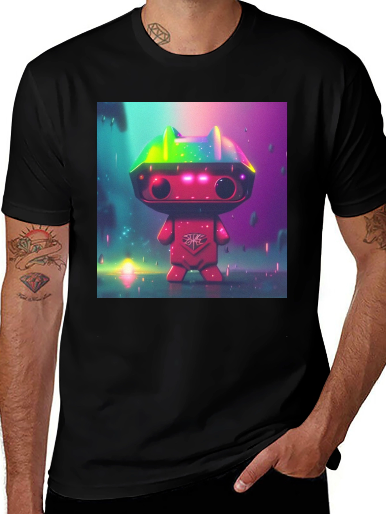 Variant 14 of Funky Robot Graphic Tee - Black