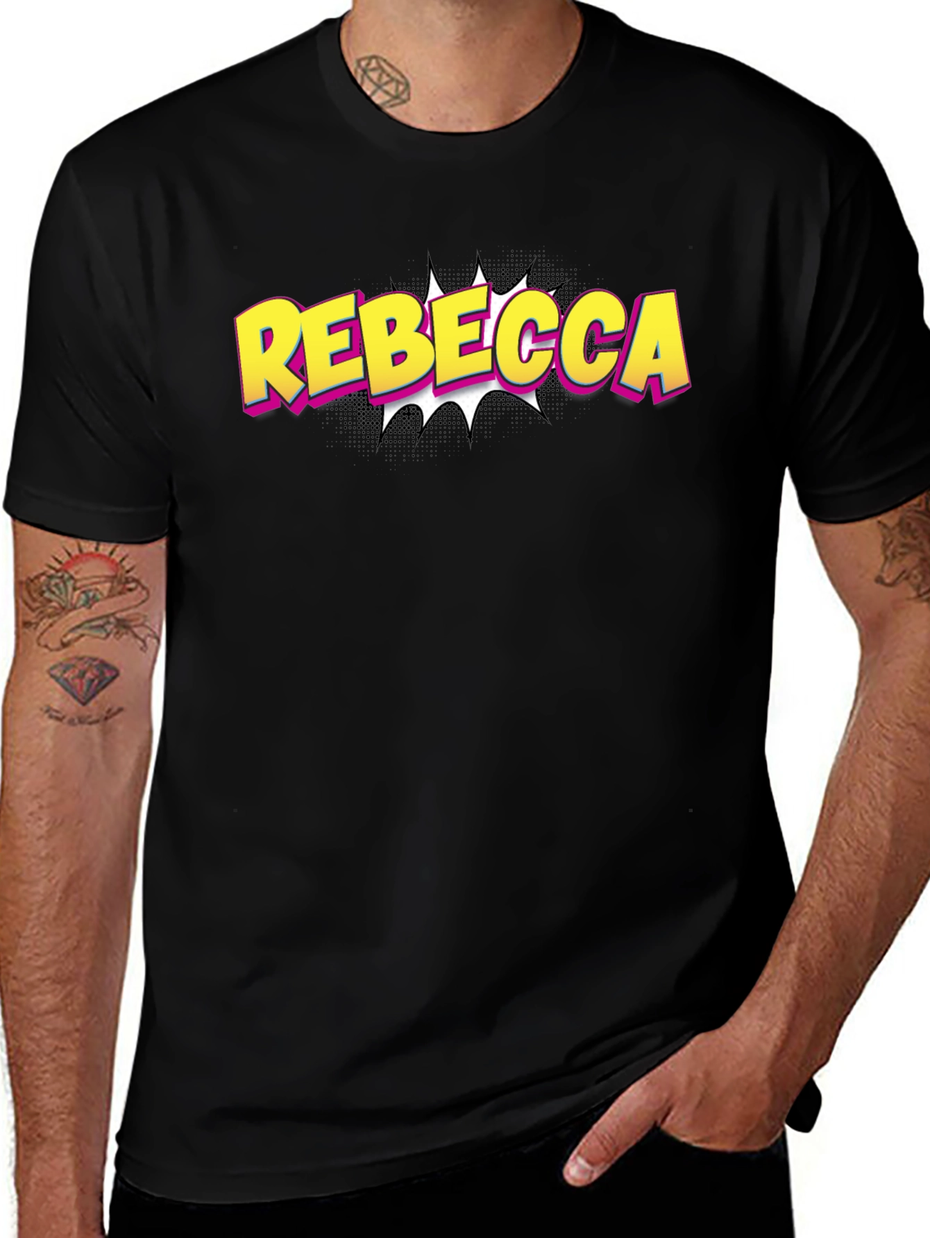 Variant 30 of Rebecca Comic Style Black T-Shirt